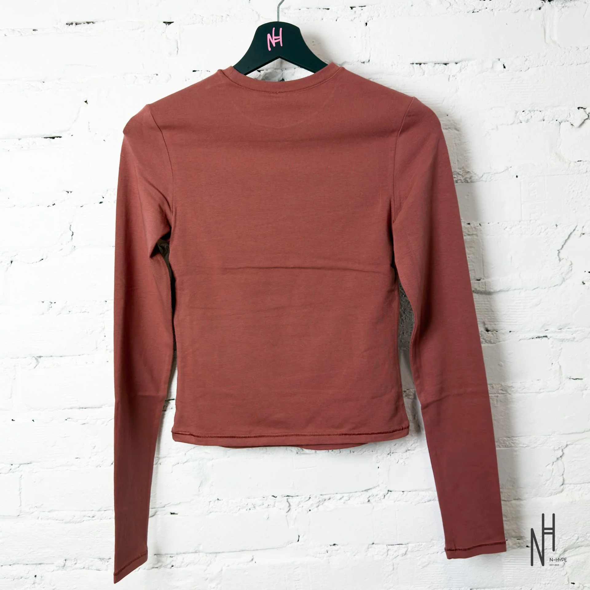 SKIMS Cotton Jersey Long Sleeve T-Shirt Redwood - Image 4