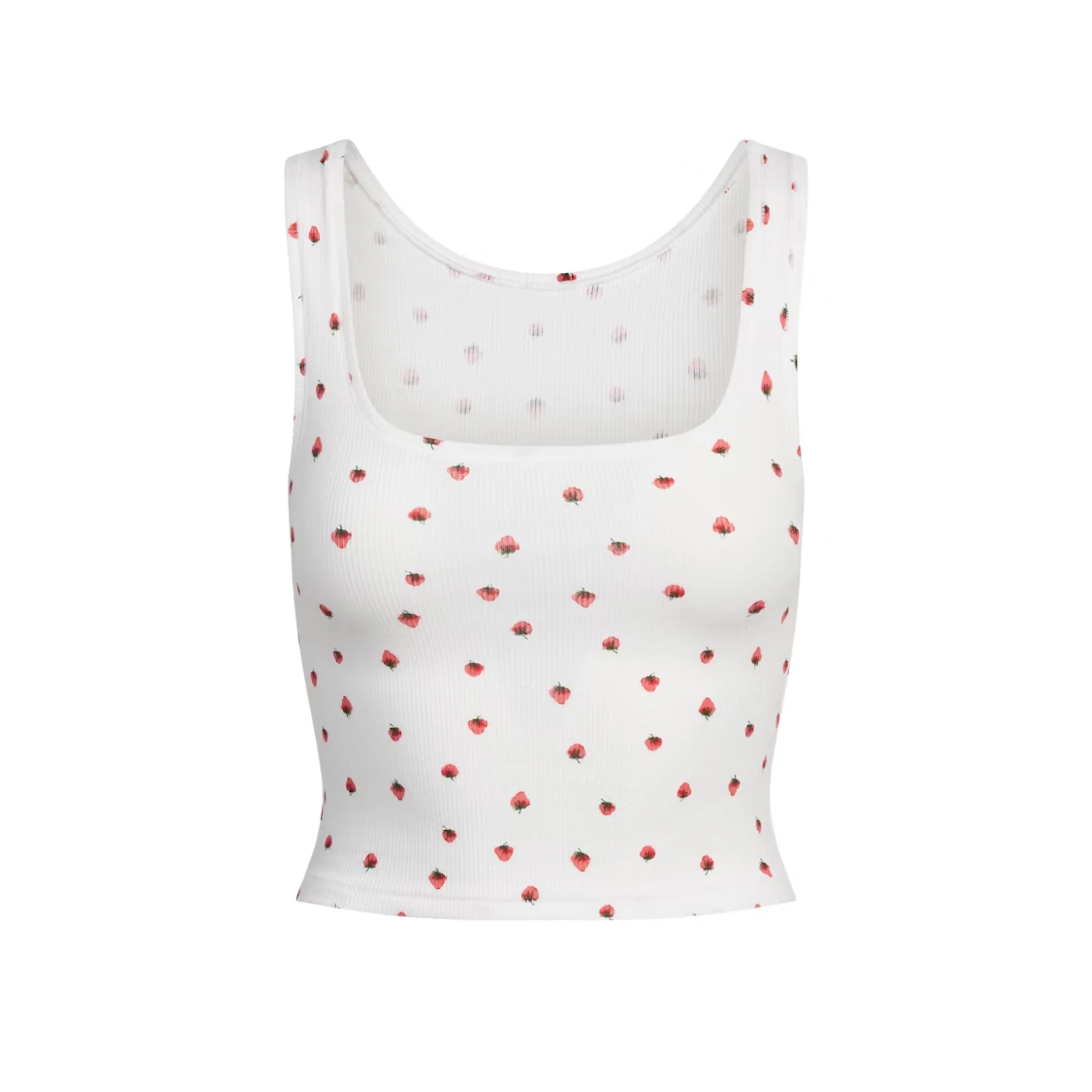 SKIMS Cotton Rib Tank Snow Strawberry Print