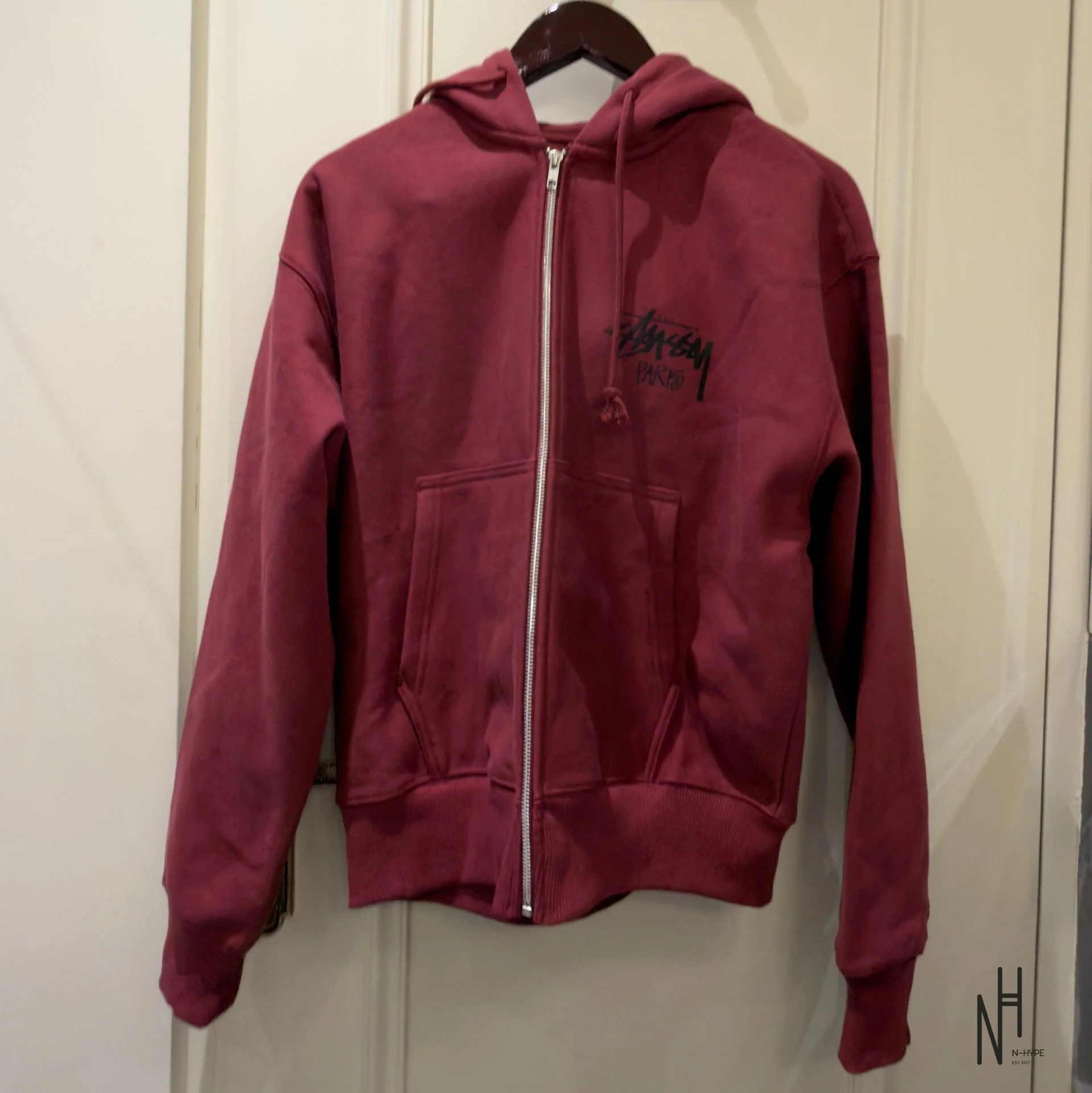 Stussy Paris Zip Hoodie Wine - Image 3