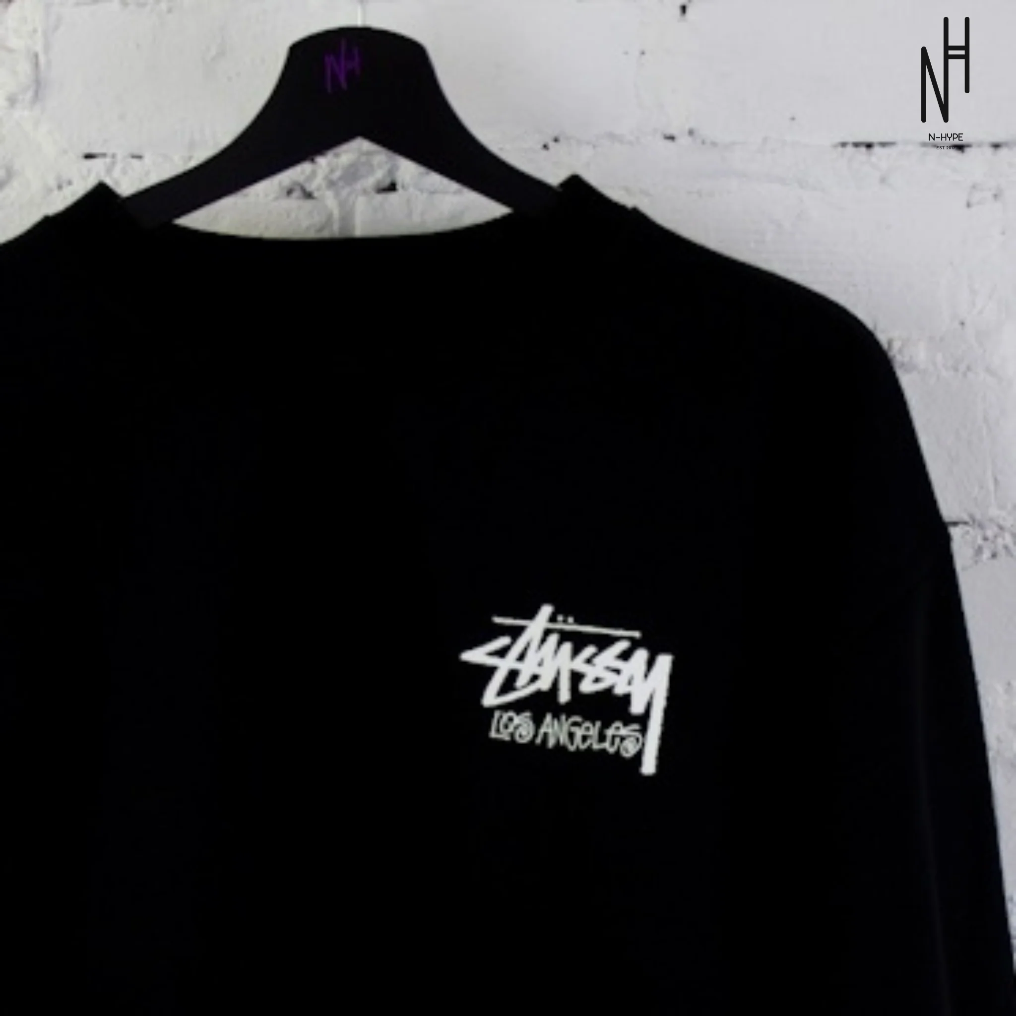 Stussy Stock Los Angeles Crew Black - Image 3