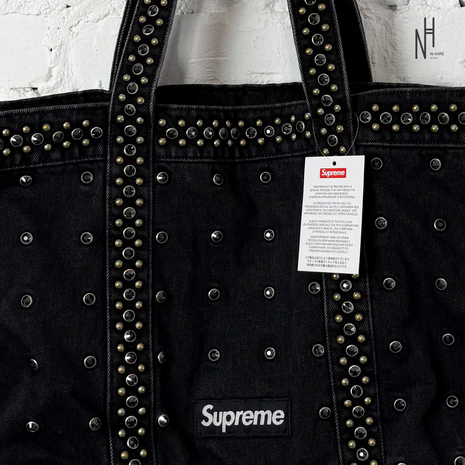 Supreme b.b. Simon Denim Tote Bag Black - Image 3