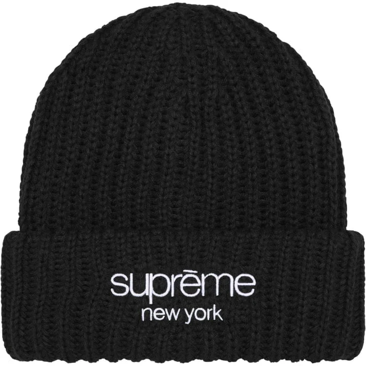 Supreme Classic Logo Chunky Ribbed Beanie (FW24) Black