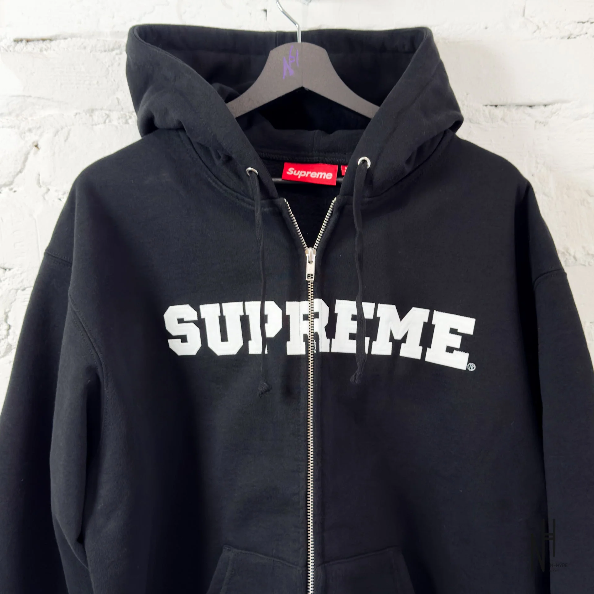 Supreme Collegiate Applique Zip Up Hooded Sweatshirt Black - Image 2
