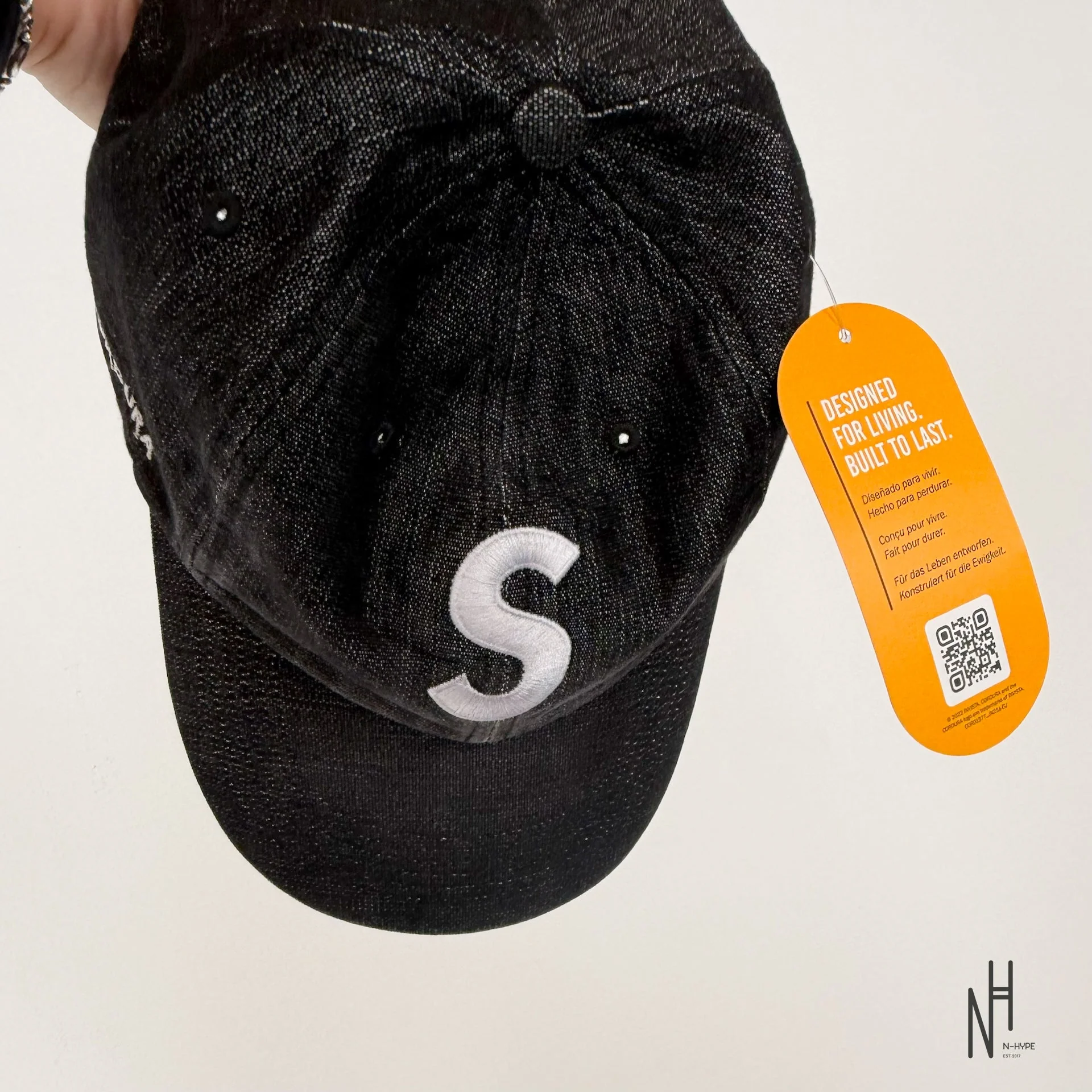 Supreme Cordura Denim S Logo 6-Panel Black - Image 3