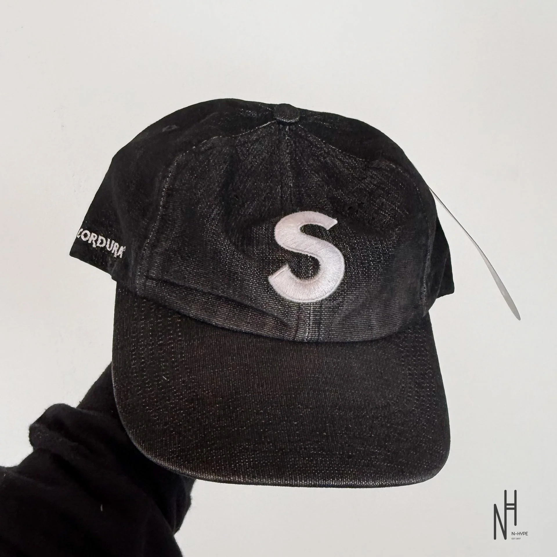 Supreme Cordura Denim S Logo 6-Panel Black - Image 4