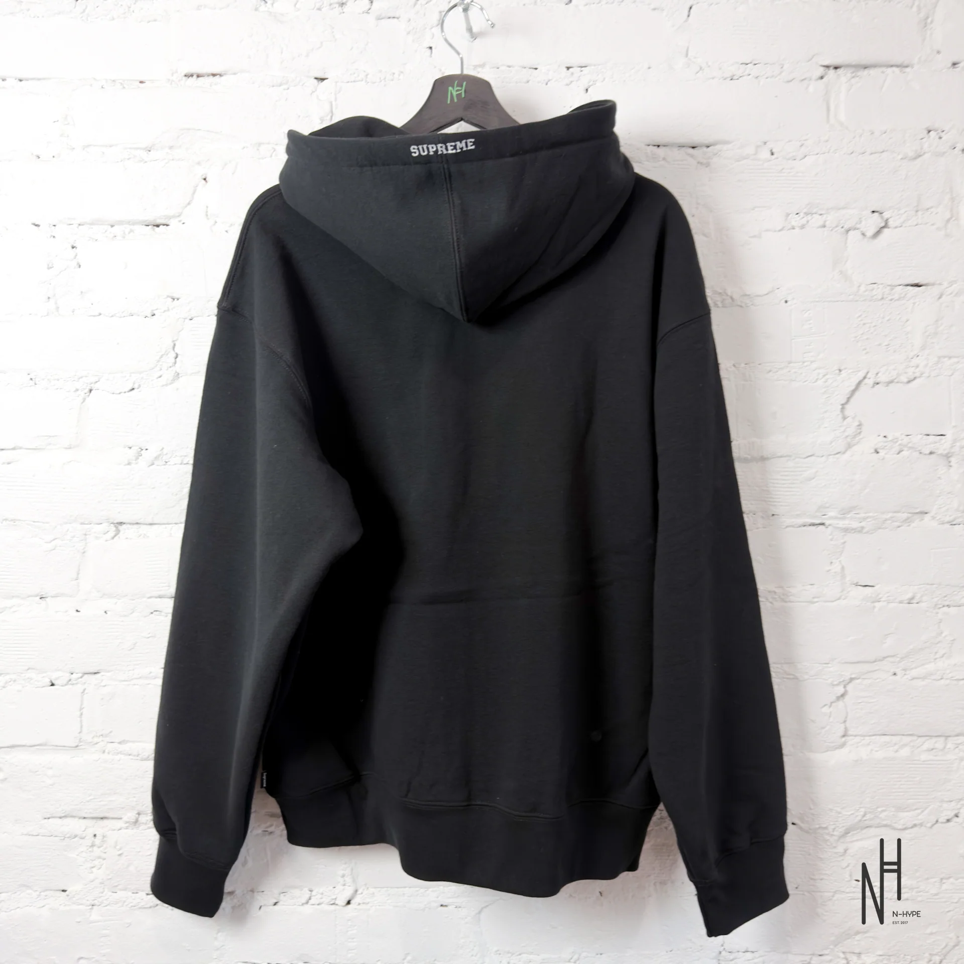 Supreme Devil S Logo Zip Up Hooded Sweatshirt Black - Image 6