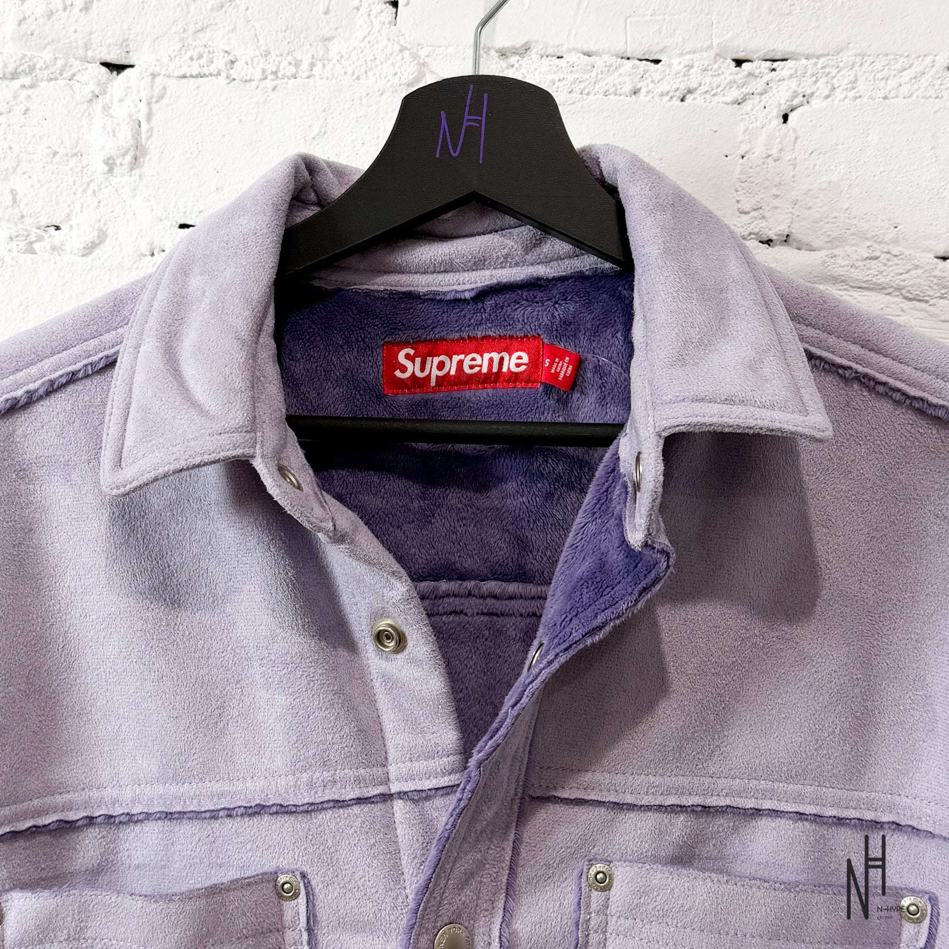 Supreme Faux Suede Snap Shirt / Lilac - Image 2