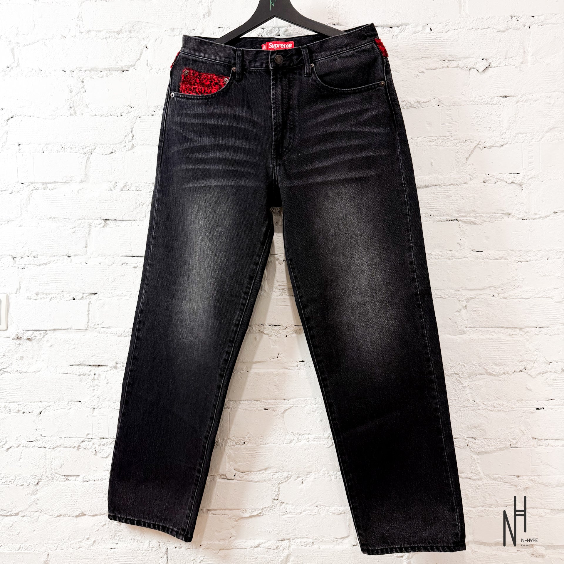 Supreme Leopard Faux Fur Loose Fit Jean 'Washed Black' - Image 2