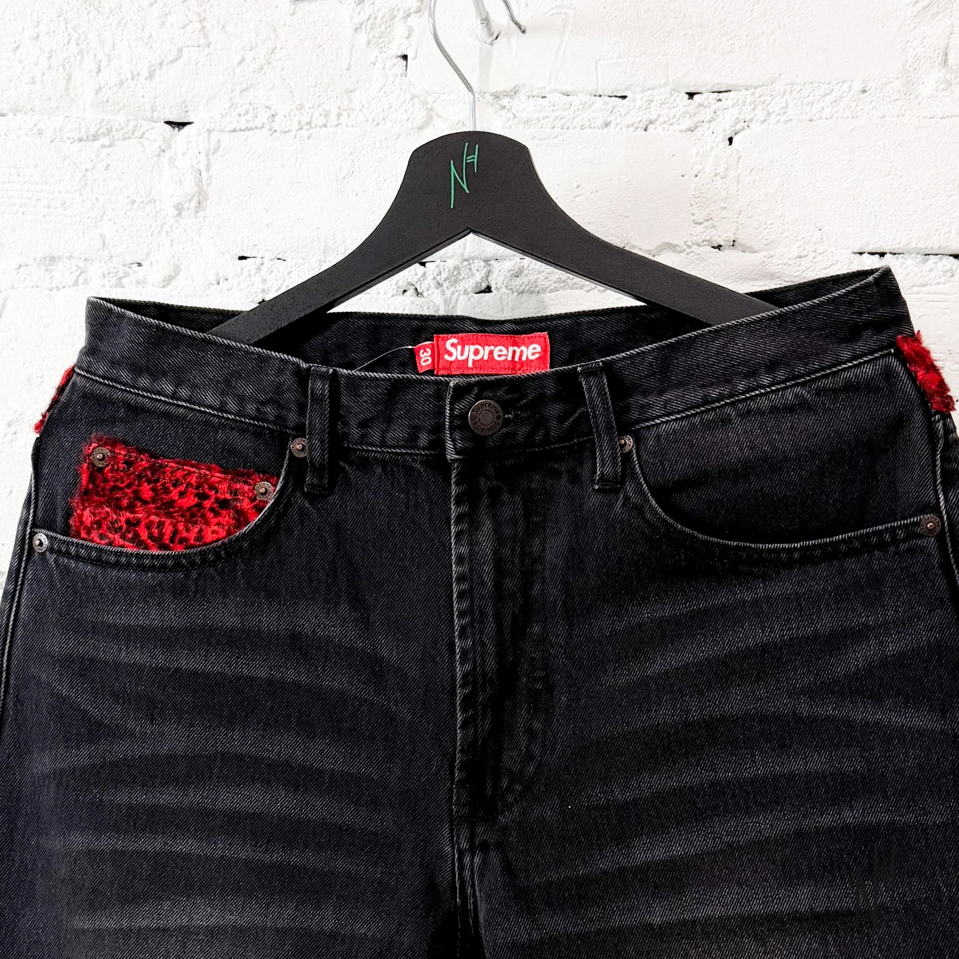 Supreme Leopard Faux Fur Loose Fit Jean 'Washed Black' - Image 3