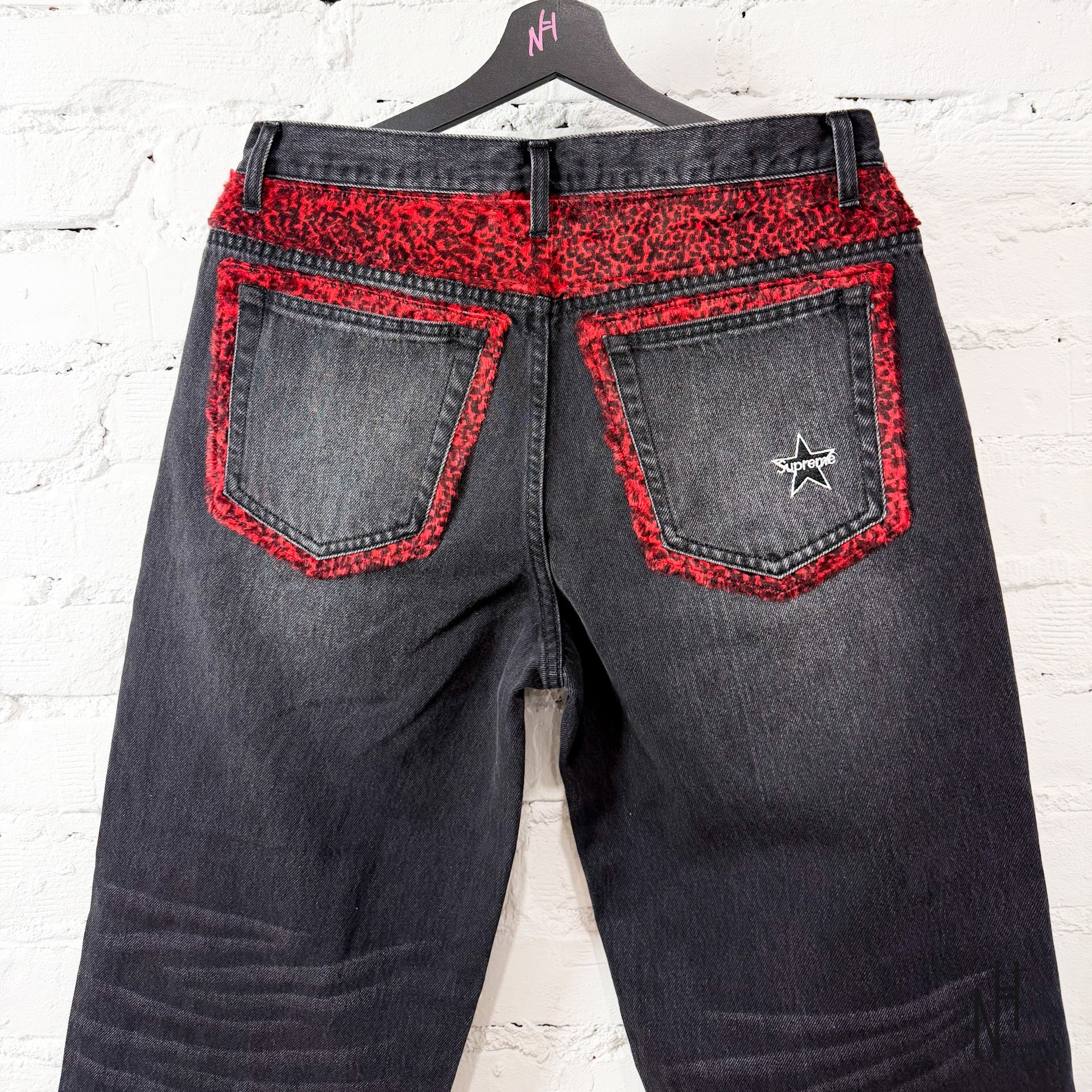 Supreme Leopard Faux Fur Loose Fit Jean 'Washed Black' - Image 4