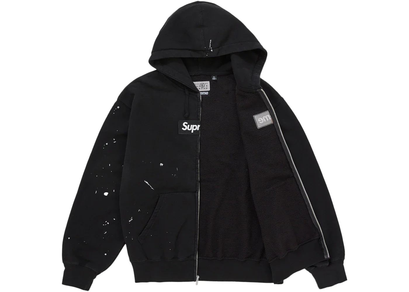Supreme MM6 Maison Margiela Box Logo Zip Up Hooded Sweatshirt Black - Image 2