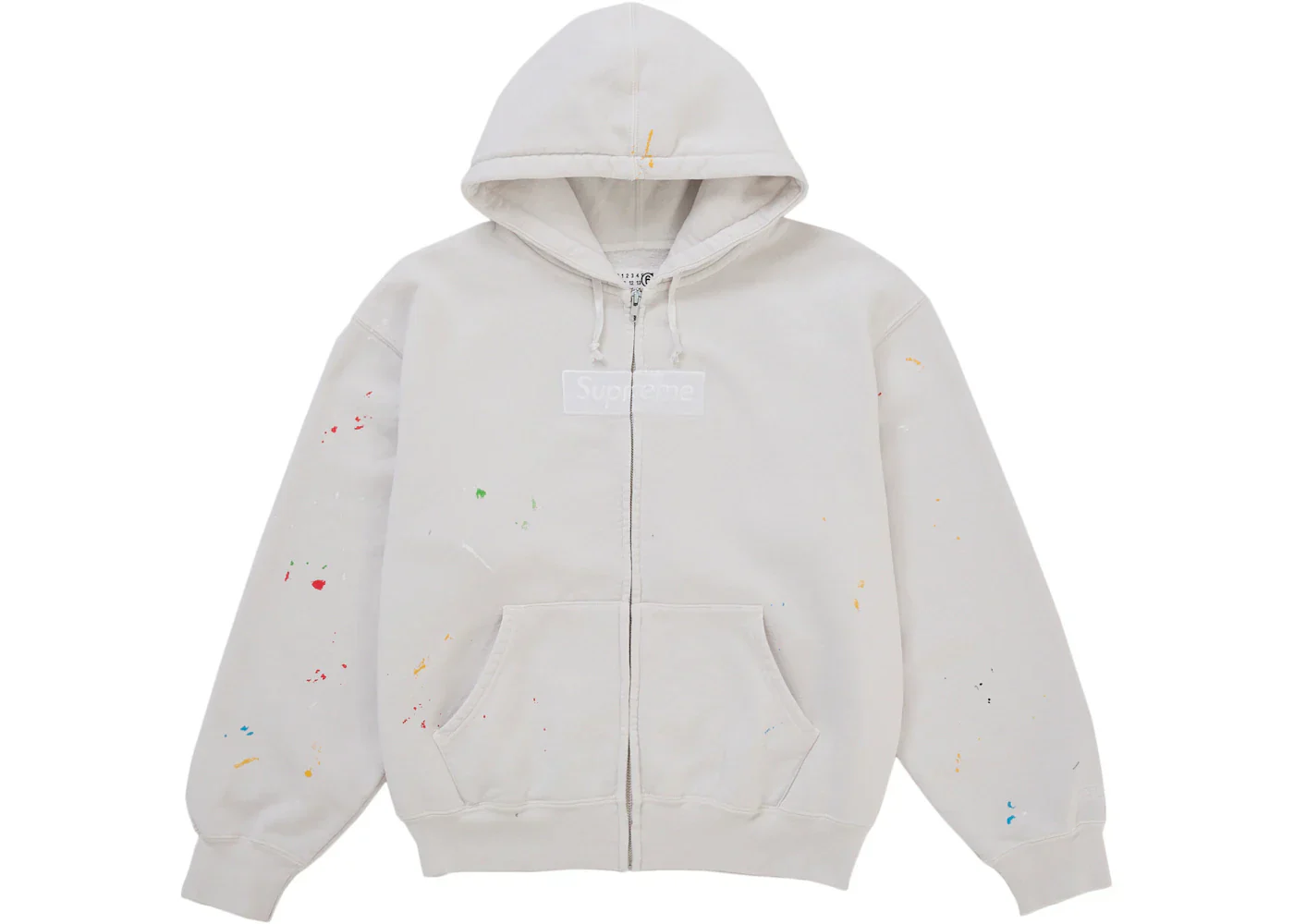 Supreme MM6 Maison Margiela Box Logo Zip Up Hooded Sweatshirt White