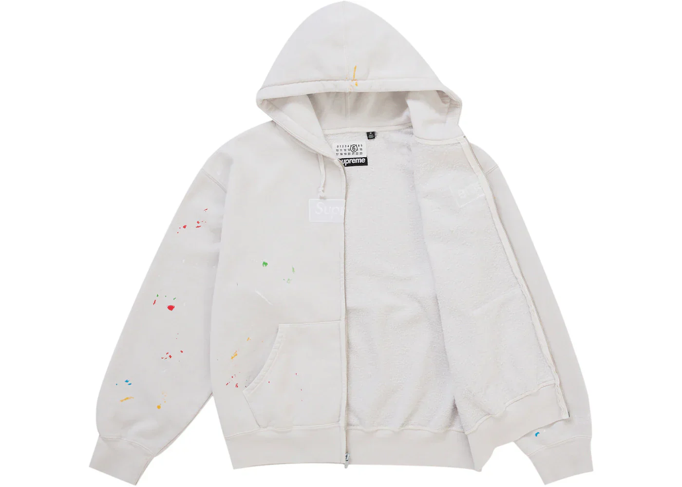 Supreme MM6 Maison Margiela Box Logo Zip Up Hooded Sweatshirt White - Image 2