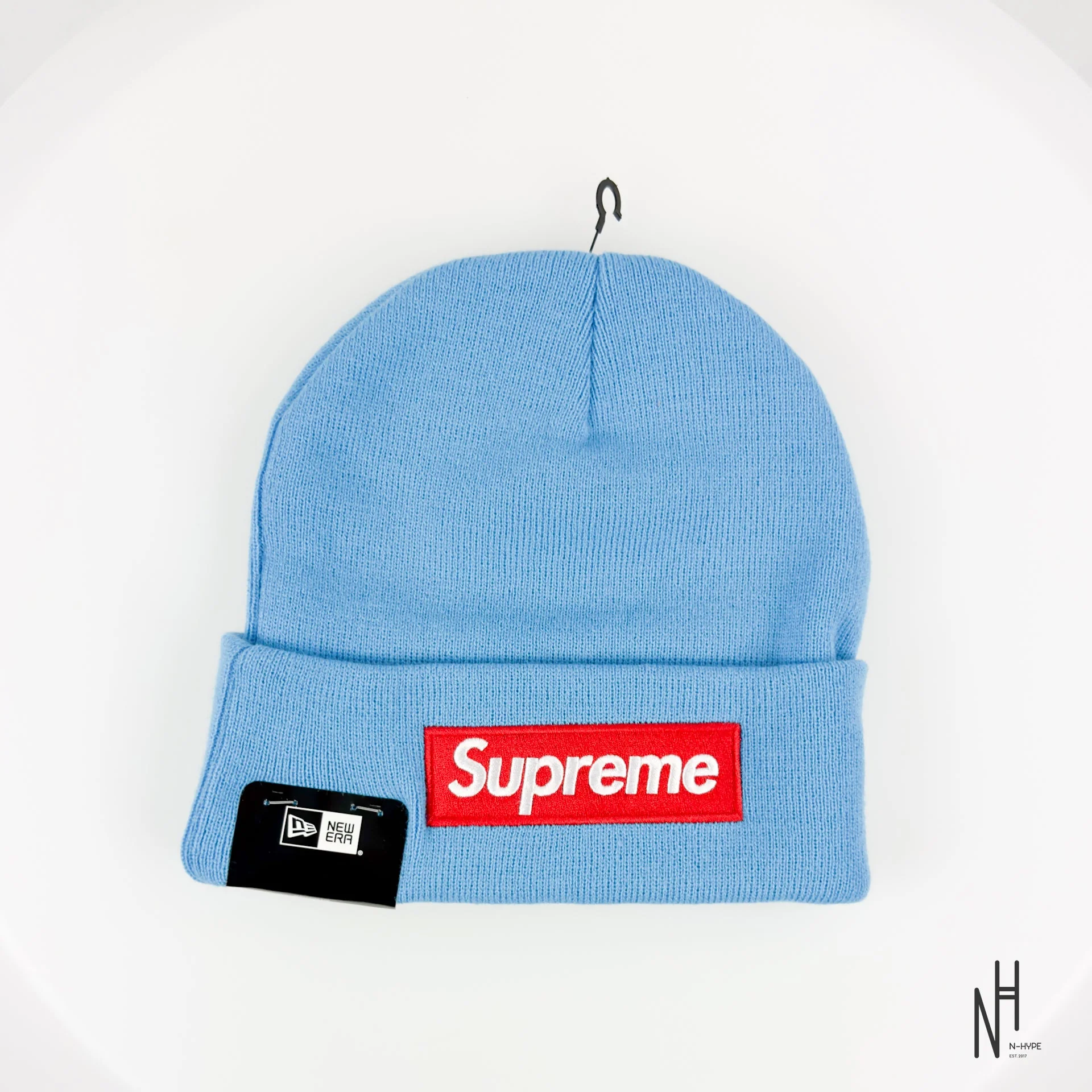 Supreme New Era Box Logo Beanie (FW25) Cyan - Image 2