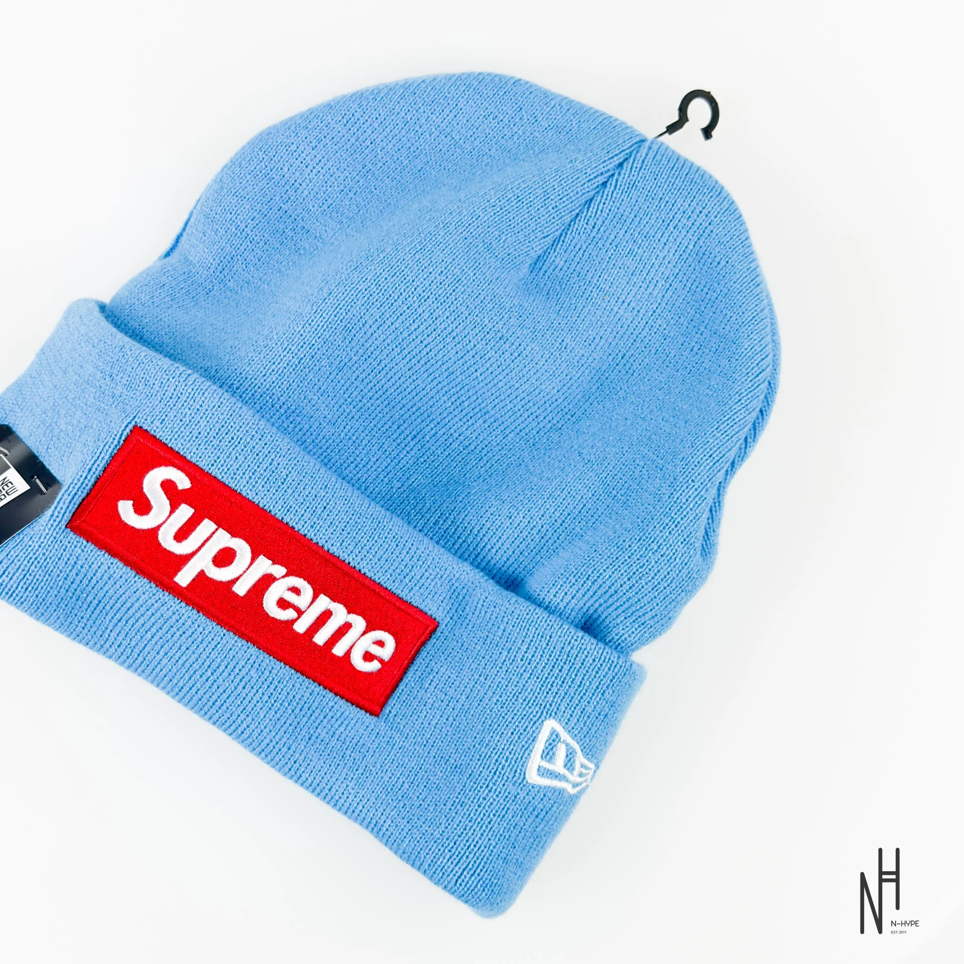 Supreme New Era Box Logo Beanie (FW25) Cyan - Image 3