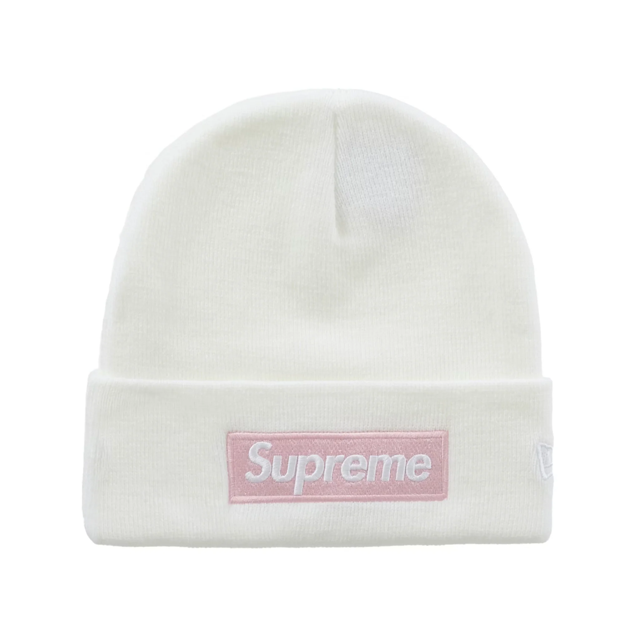 Supreme New Era Box Logo Beanie (FW25) White Pink