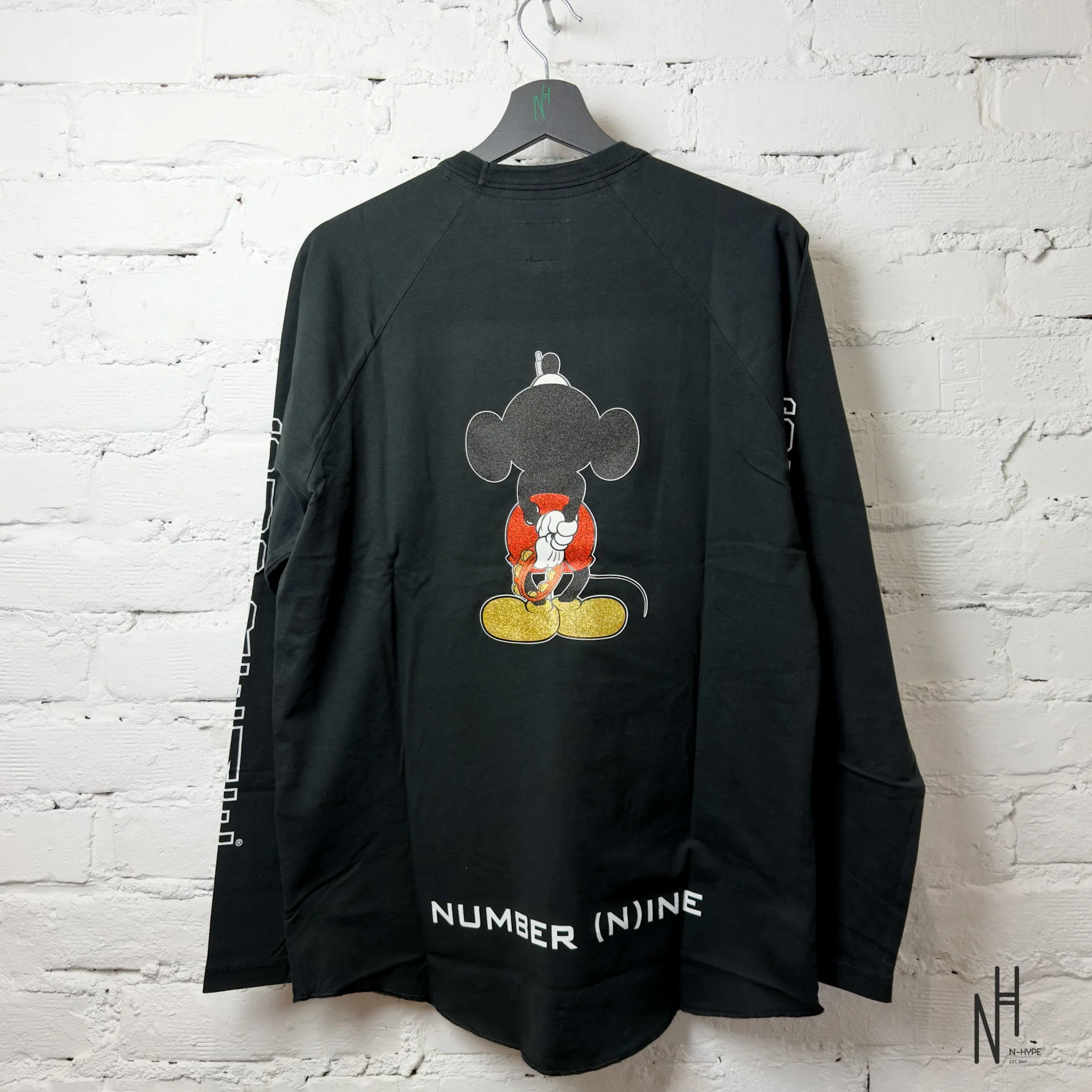 Supreme Number (N)ine Mickey Raglan L/S Top Black - Image 2
