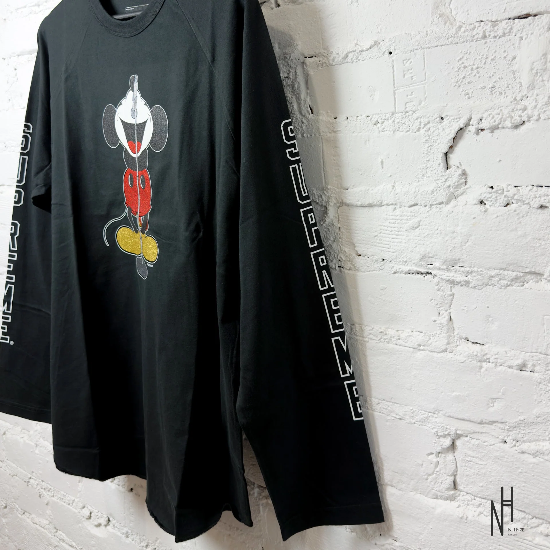 Supreme Number (N)ine Mickey Raglan L/S Top Black - Image 3