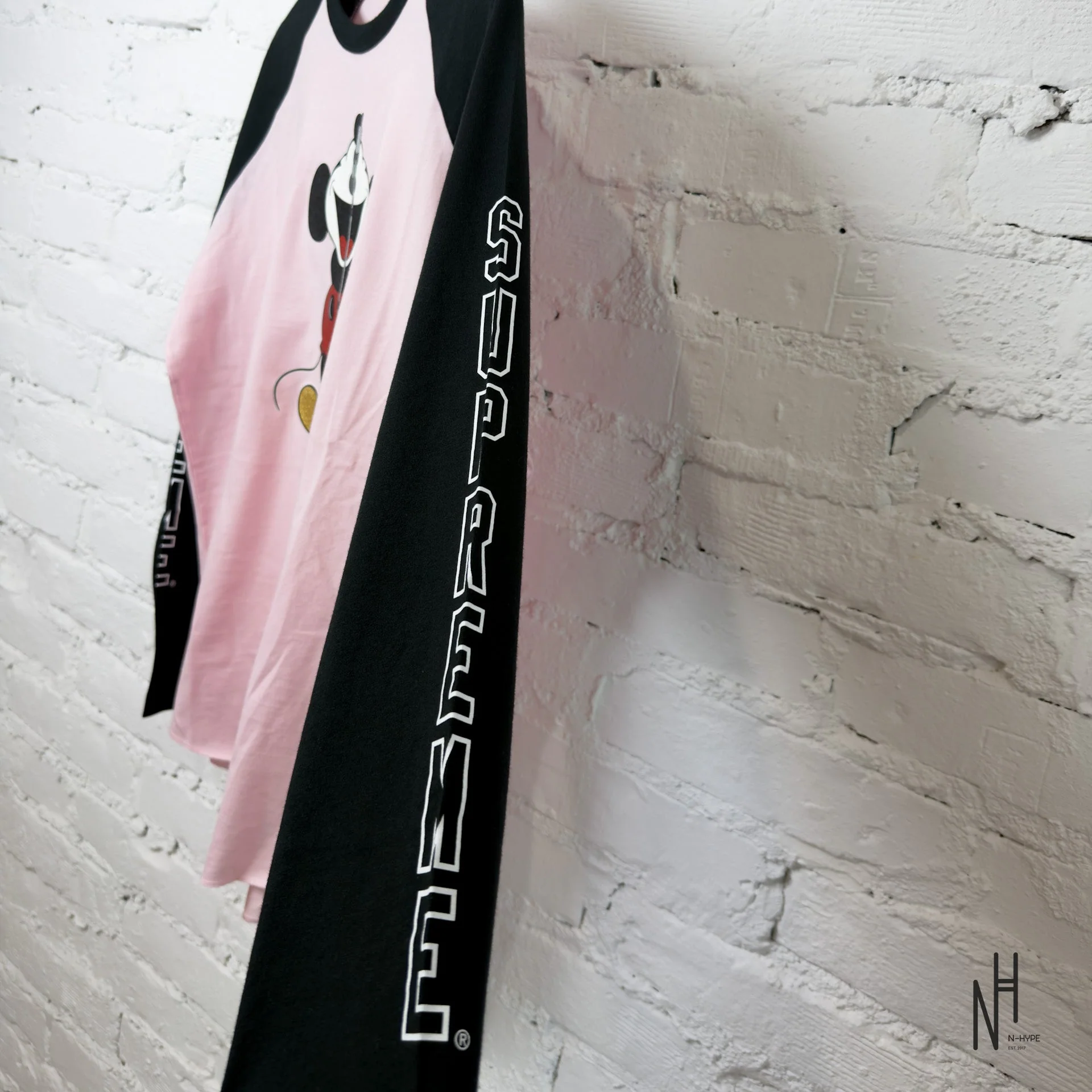 Supreme Number (N)ine Mickey Raglan L/S Top Pink - Image 3
