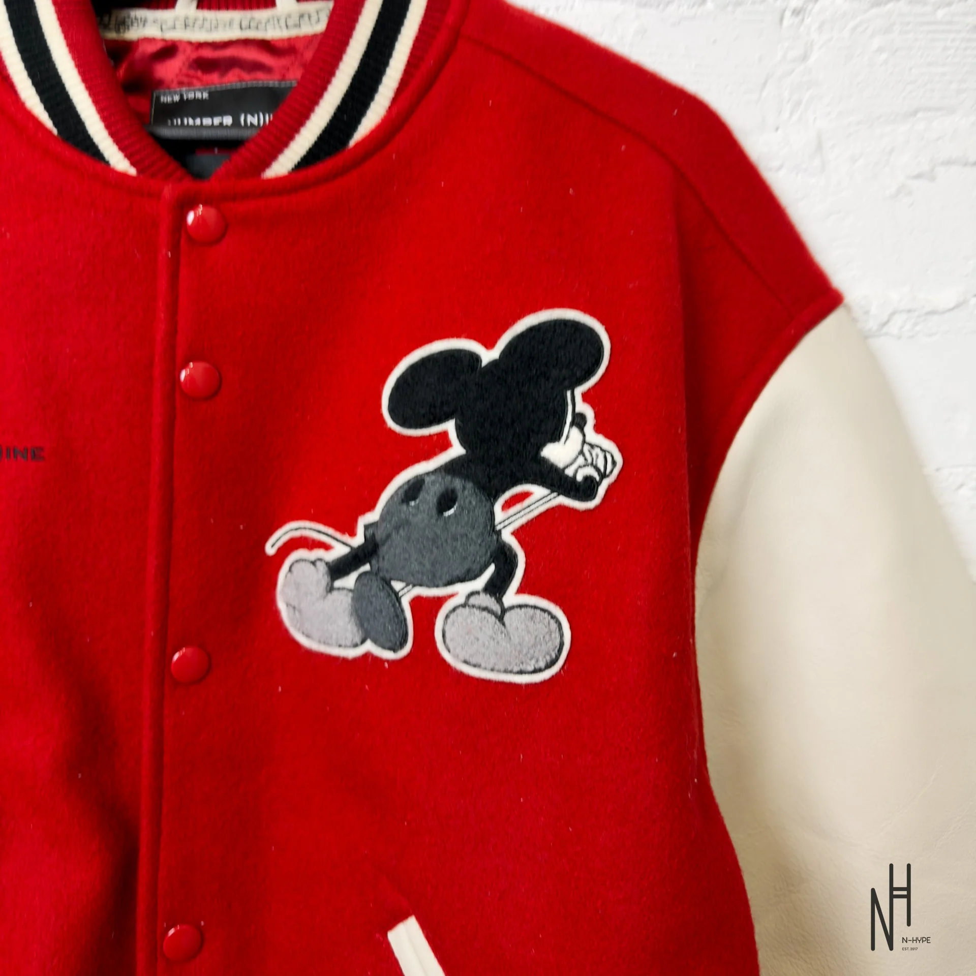 Supreme Number (N)ine Mickey Varsity Jacket Red - Image 2