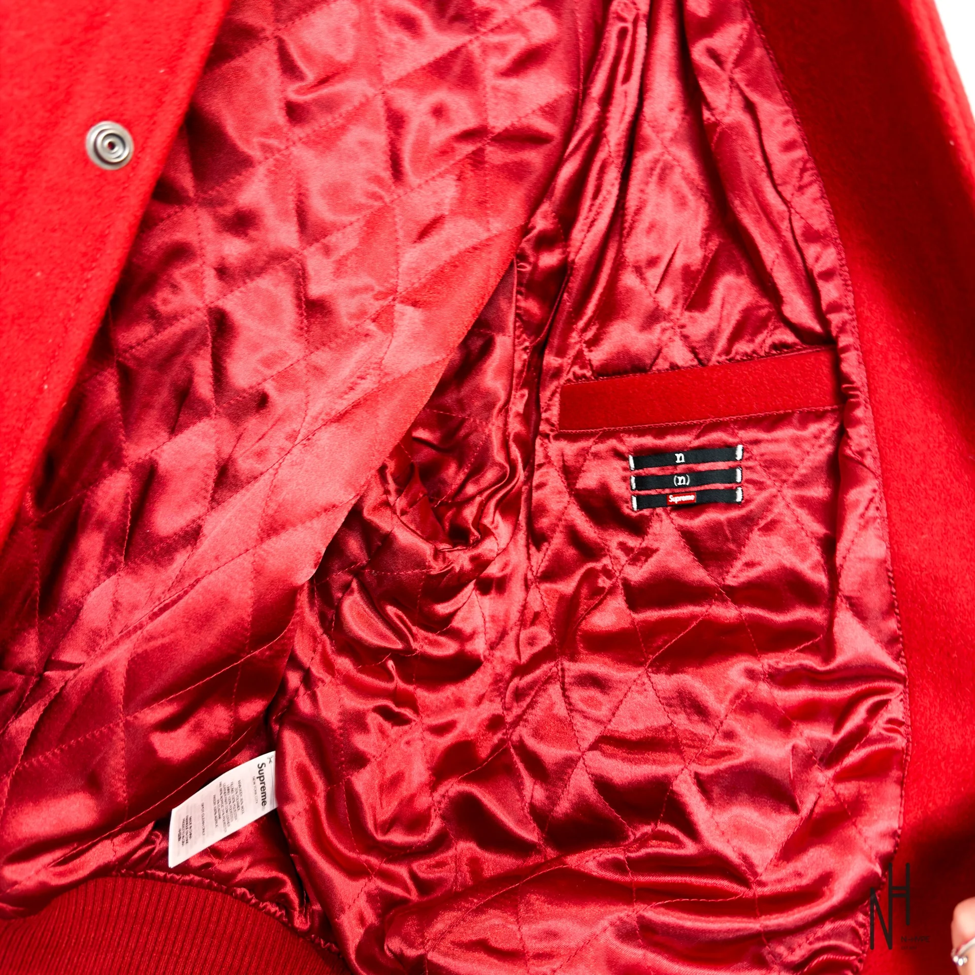 Supreme Number (N)ine Mickey Varsity Jacket Red - Image 7