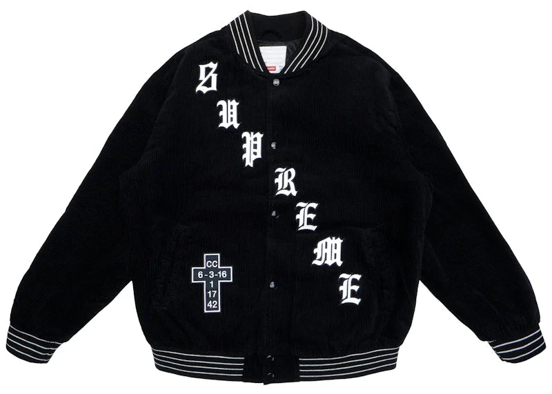 Supreme Old English Corduroy Varsity Jacket Black