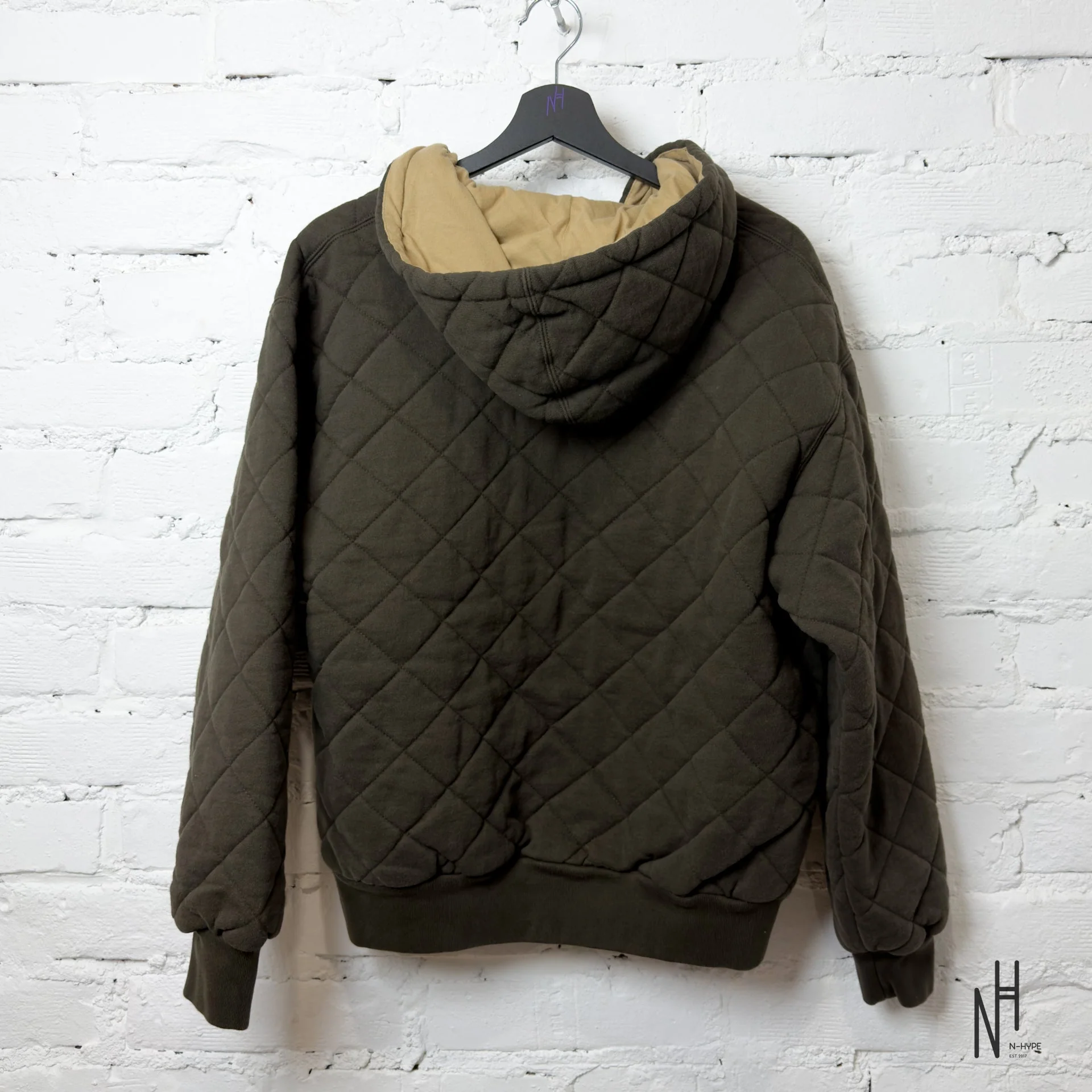 Supreme Quilted Zip Up Hooded Sweatshirt / Dark Brown - Image 3