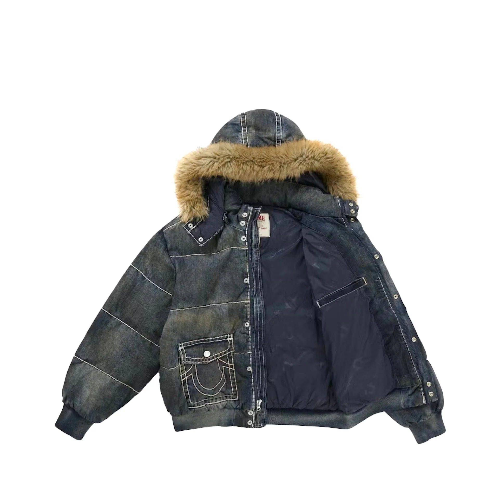 Supreme True Religion Puffer Jacket / Dirty Indigo - Image 2