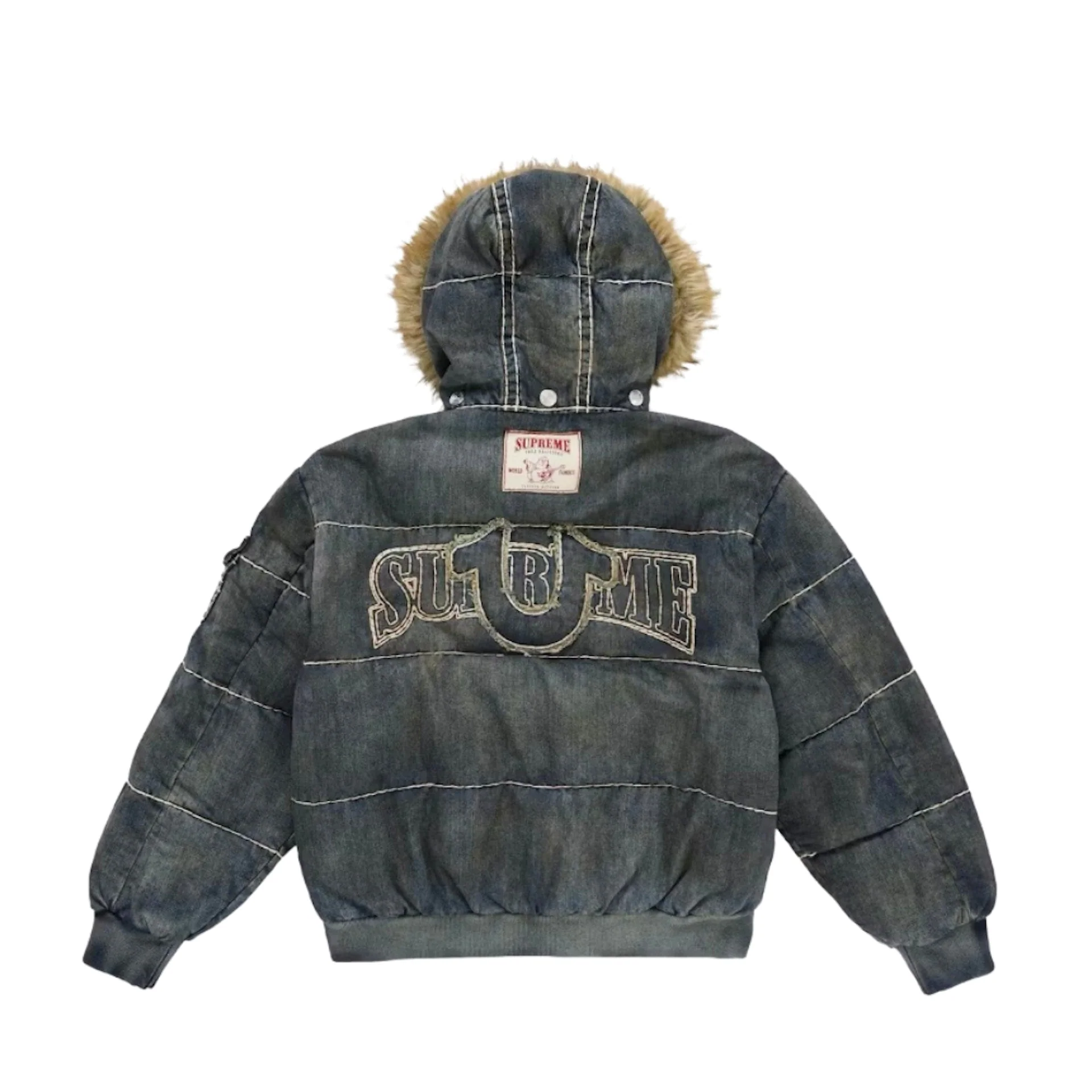 Supreme True Religion Puffer Jacket / Dirty Indigo - Image 4