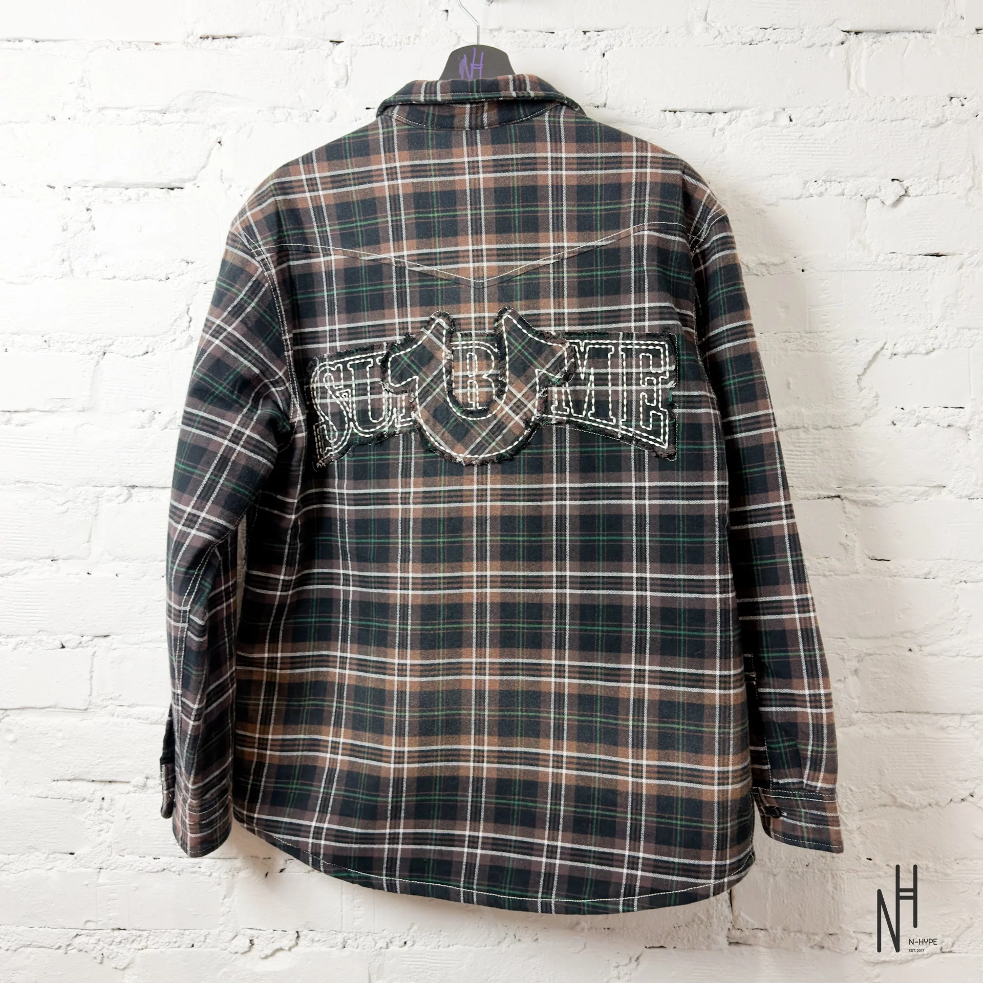 Supreme True Religion Quilted Lined Plaid Flannel Shirt Black - Image 3