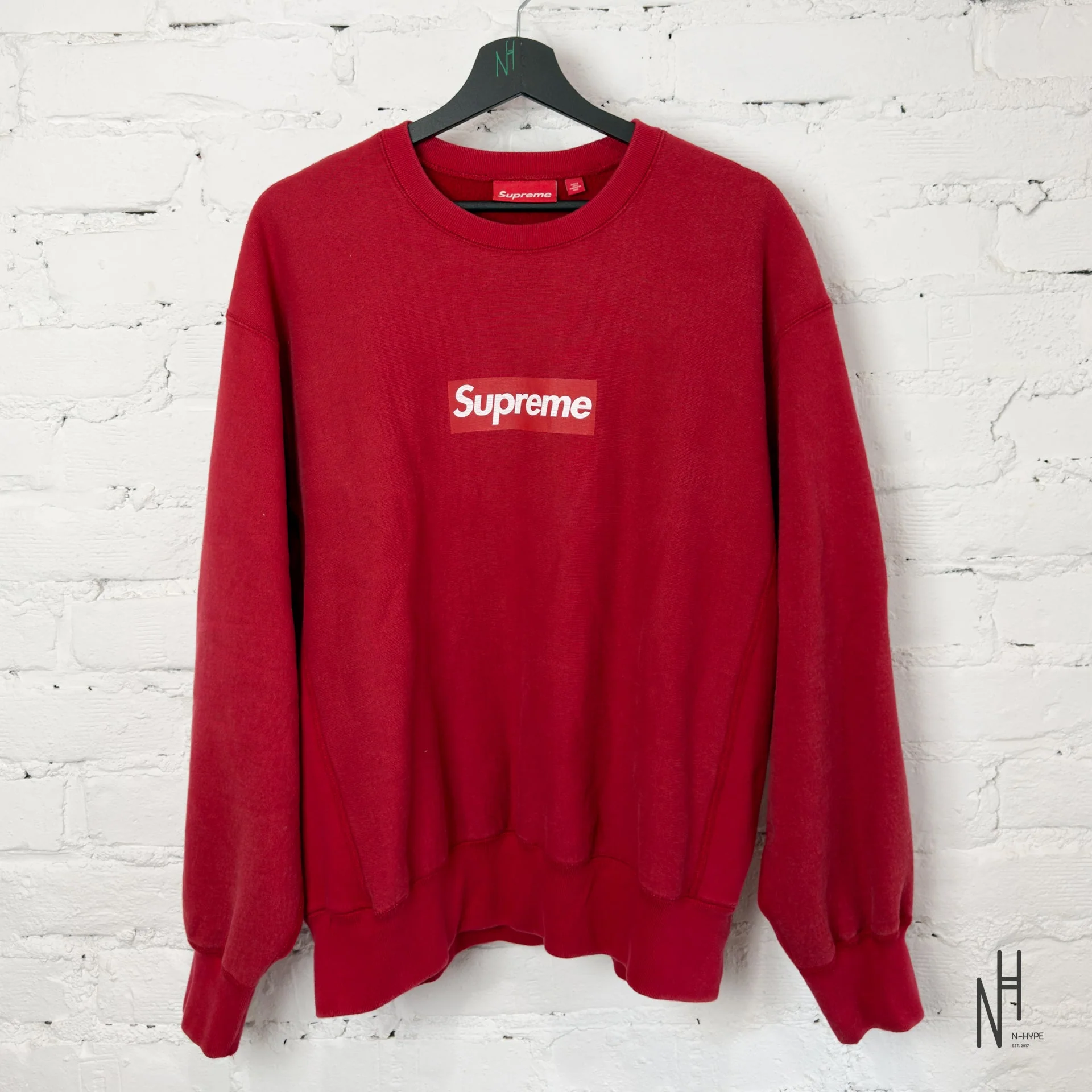 Supreme Washed Box Logo Crewneck Red - Image 2