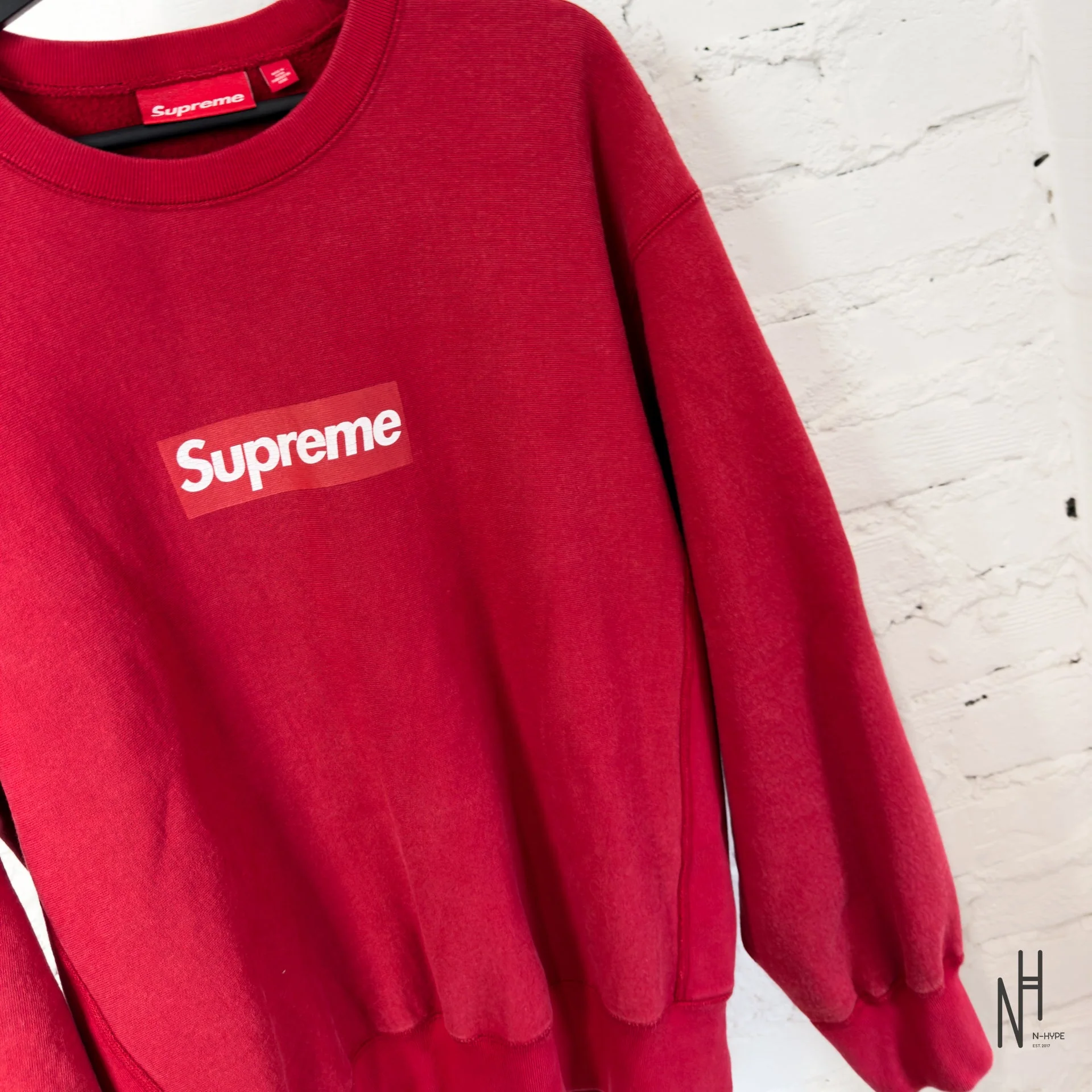 Supreme Washed Box Logo Crewneck Red - Image 5