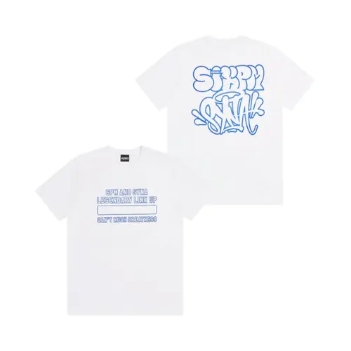 SynaWorld x 6PM x Central Cee Link Up Tee - White/Blue - Image 3