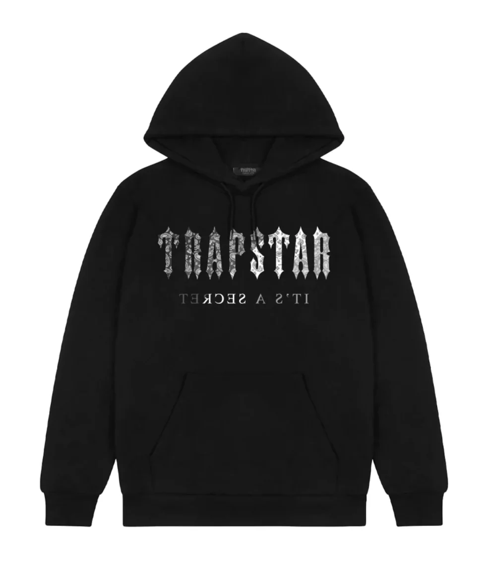 Trapstar Decoded Paisley Monochrome Edition Hoodie Black Grey