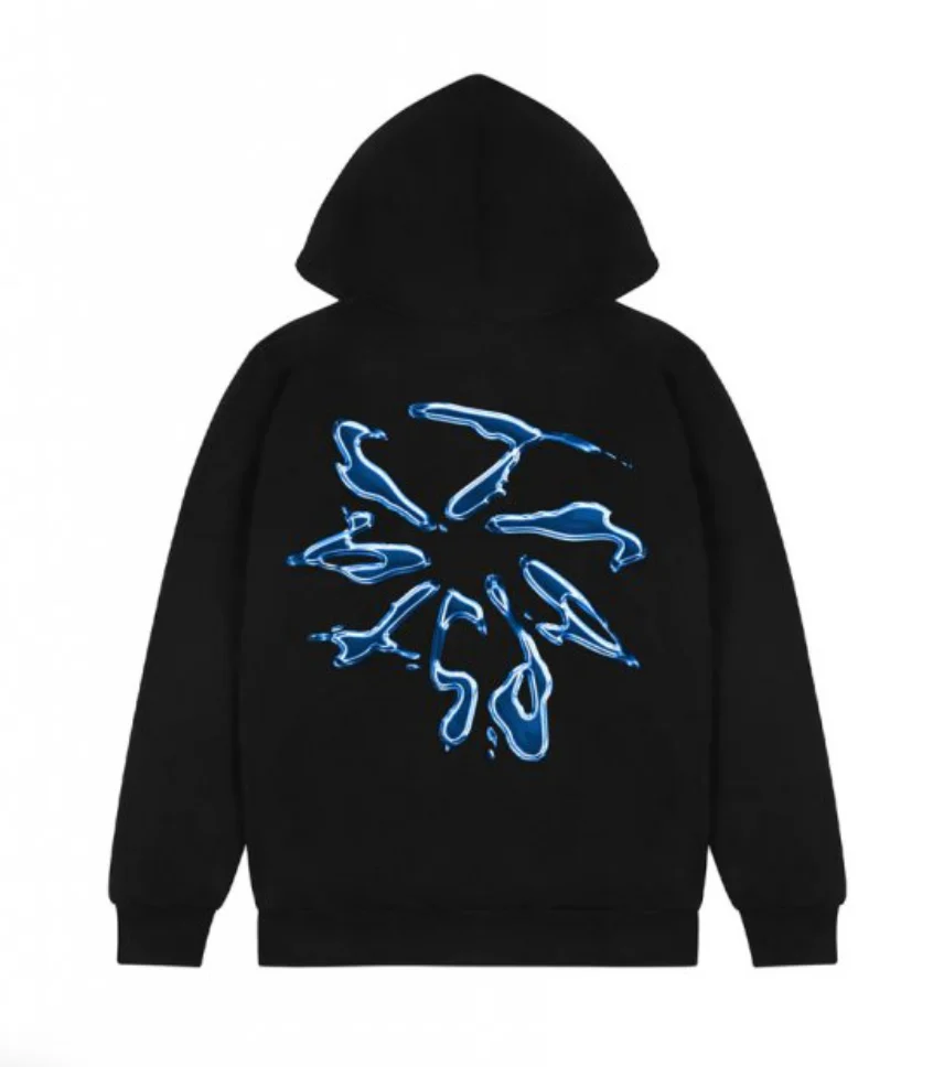 Trapstar Liquid Hoodie Black Blue - Image 2