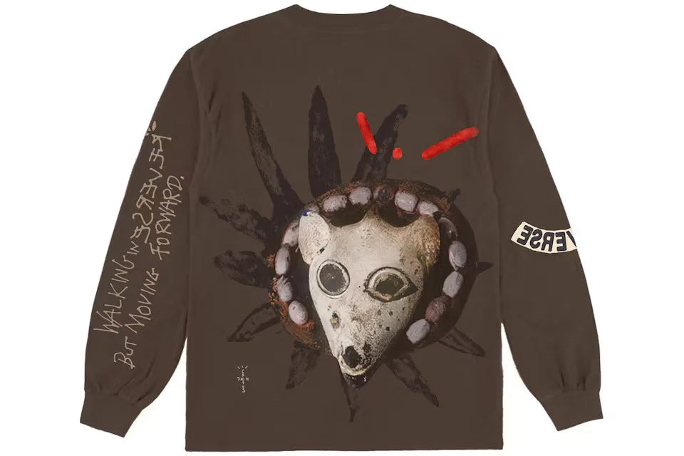 Travis Scott Reverse Jack Long Sleeve T-shirt Brown - Image 2