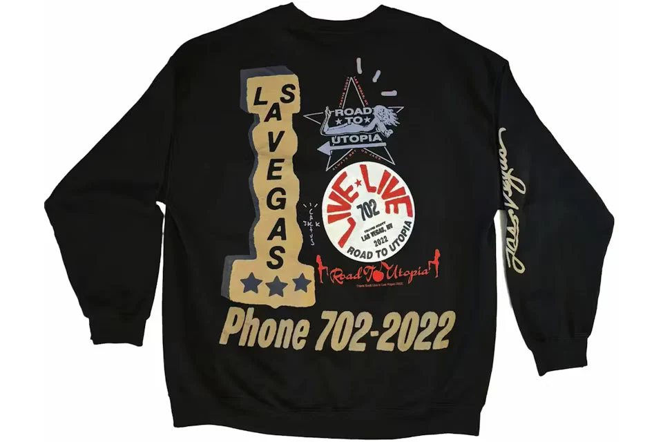 Travis Scott Road to Utopia Las Vegas Crewneck Black