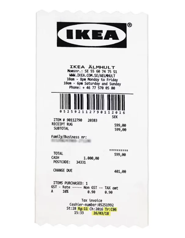 Virgil Abloh x IKEA MARKERAD "RECEIPT" Rug 201x89 CM White/Black