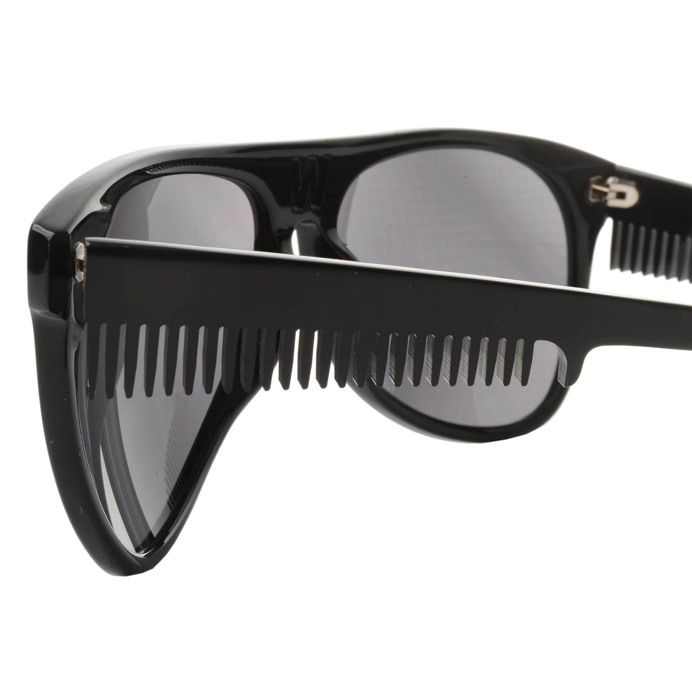 Walter Van Beirendonck Black Acetate Comb Detail Sunglasses - Image 3