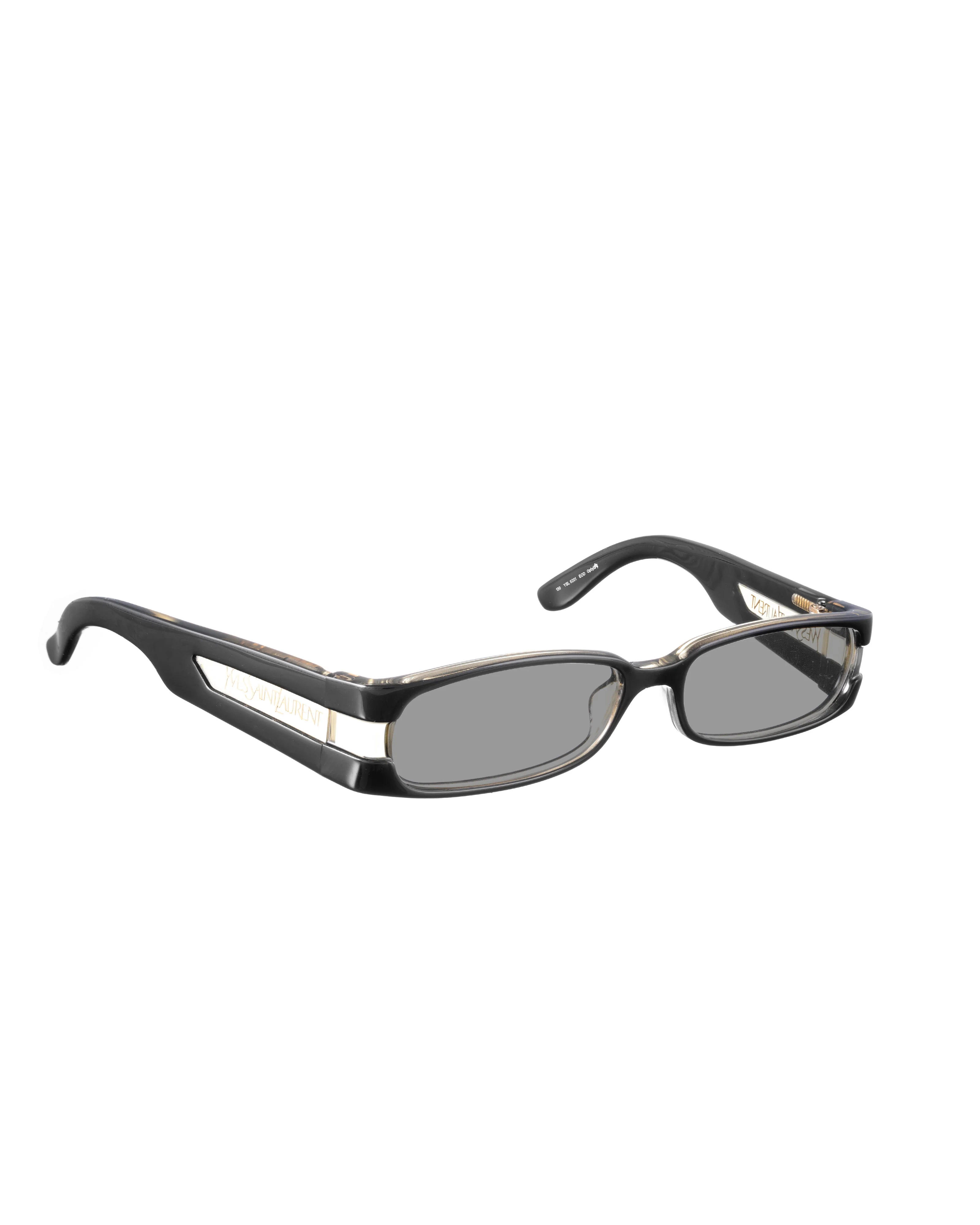 Yves Saint Laurent 00s Black Sunglasses with Transparent Elements with Black Lenses - Image 2