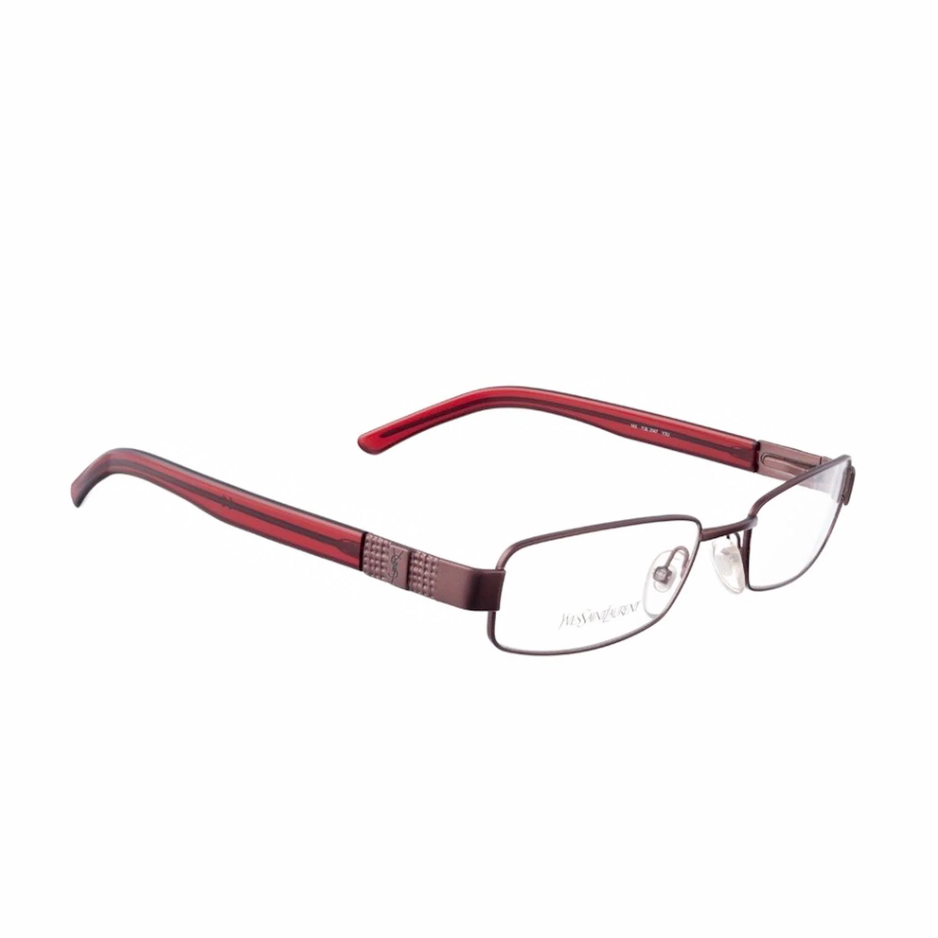 Yves Saint Laurent 00s Burgundy Brown Wire Metallic Glasses - Image 2