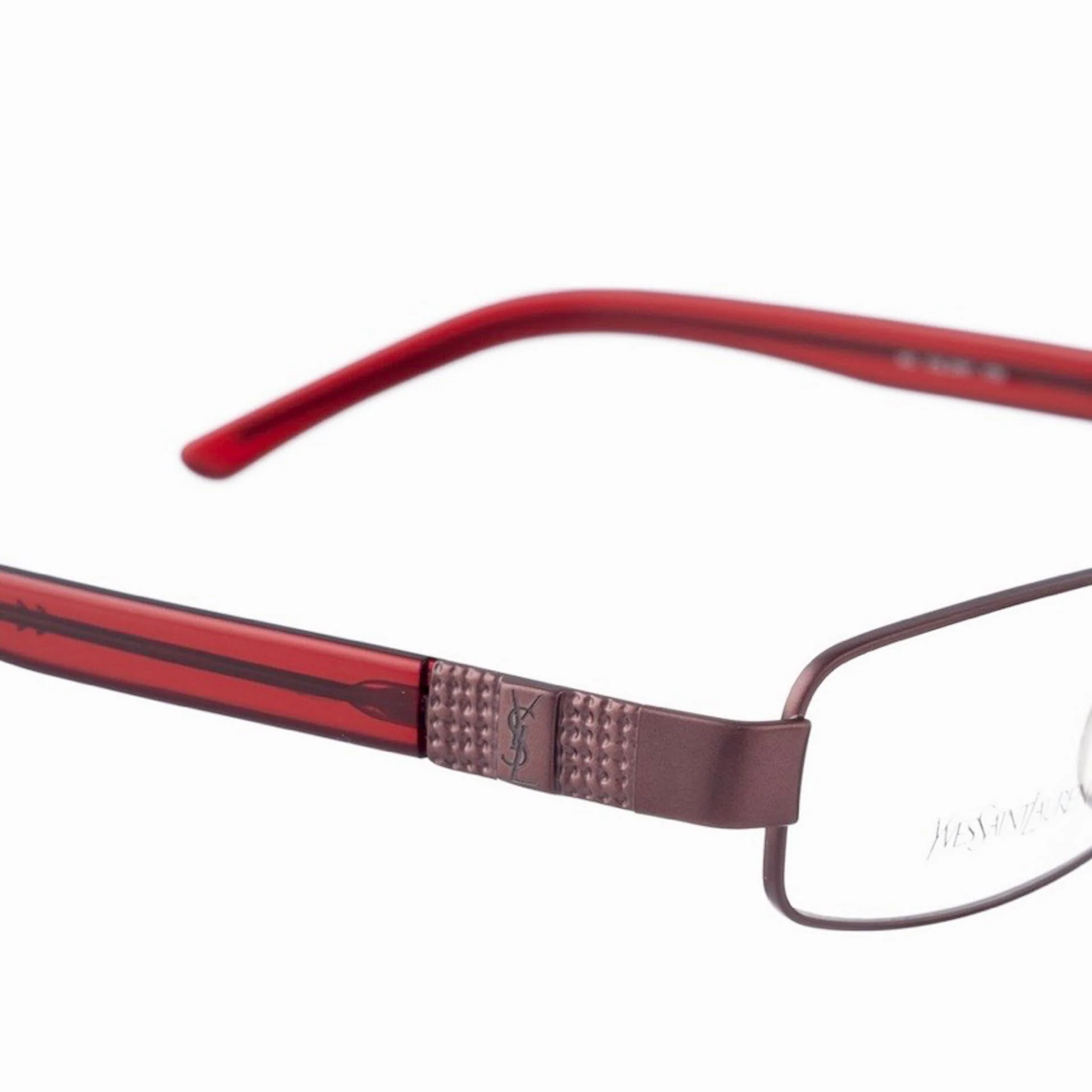 Yves Saint Laurent 00s Burgundy Brown Wire Metallic Glasses - Image 3
