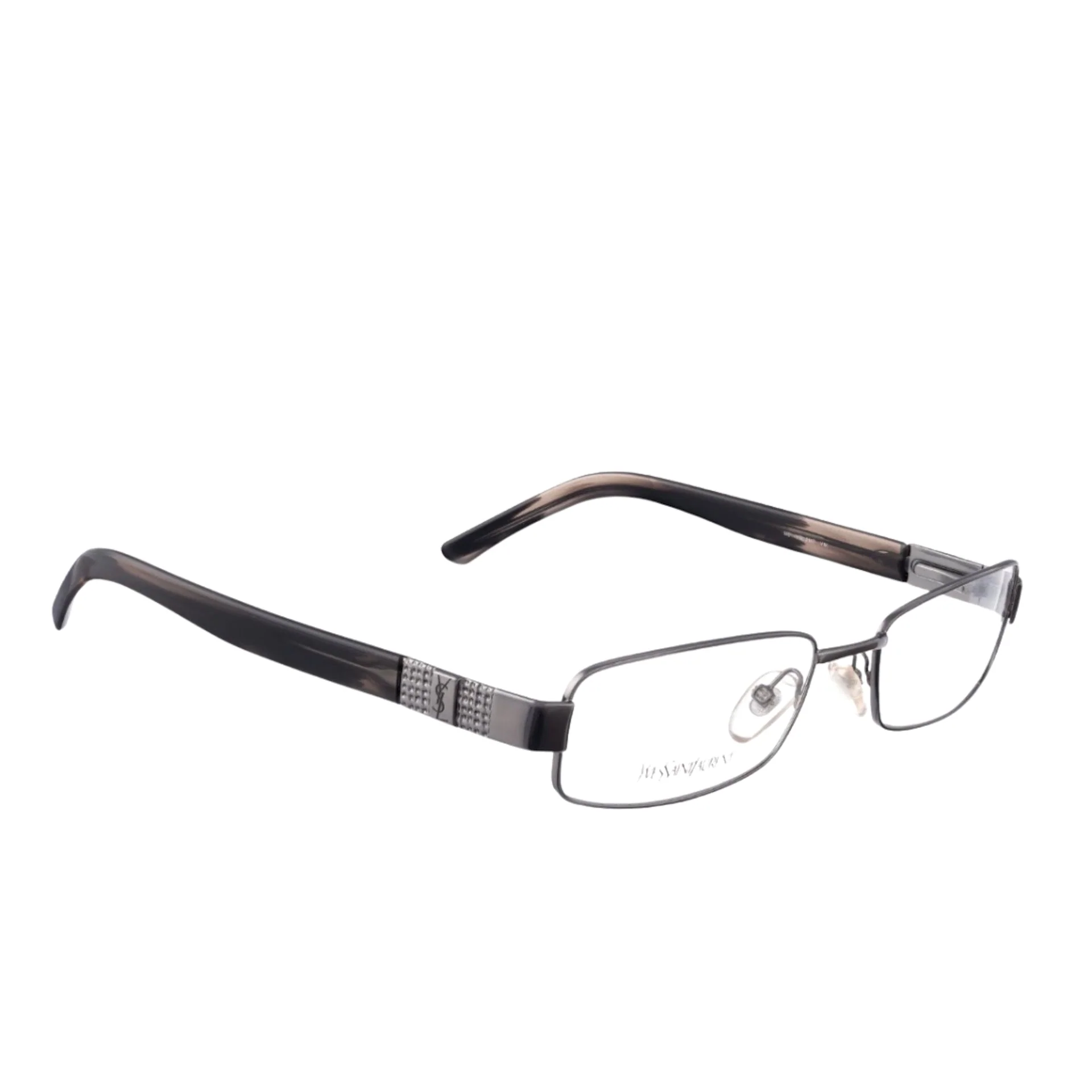 Yves Saint Laurent 00s Silver Dark Chrome Glasses - Image 2