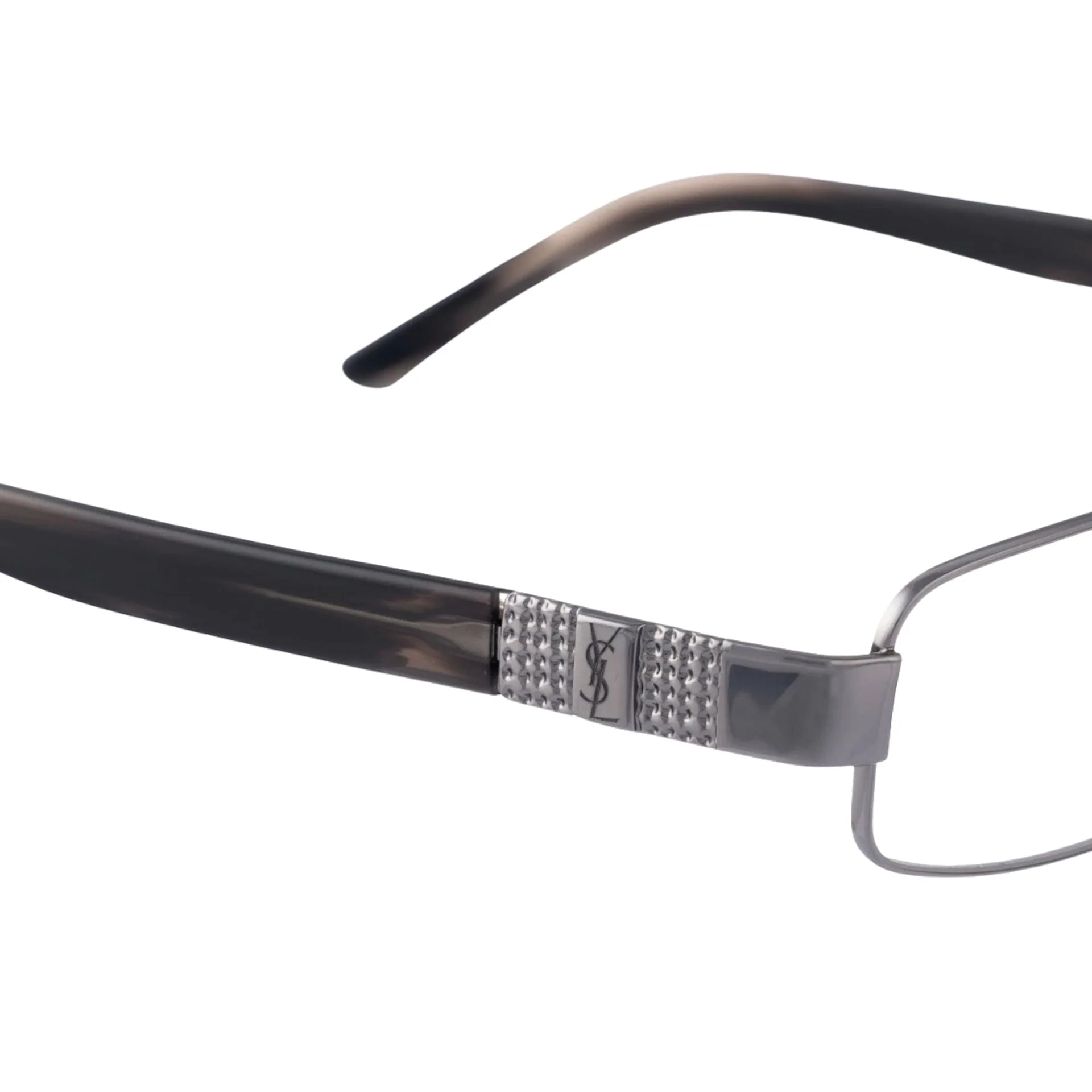 Yves Saint Laurent 00s Silver Dark Chrome Glasses - Image 3