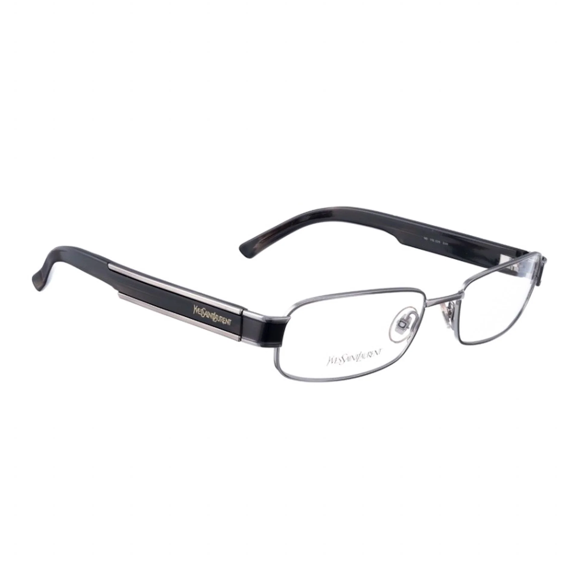 Yves Saint Laurent 90s Black Plastic Glasses & Chrome Elements - Image 2