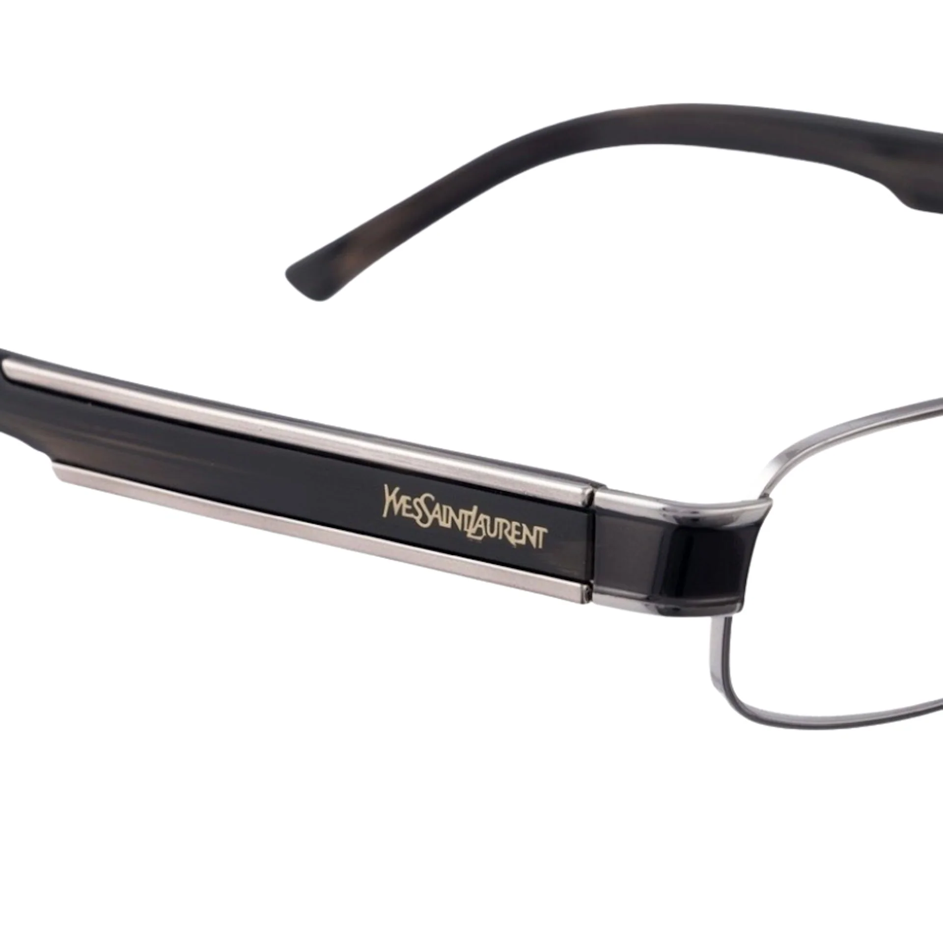 Yves Saint Laurent 90s Black Plastic Glasses & Chrome Elements - Image 3