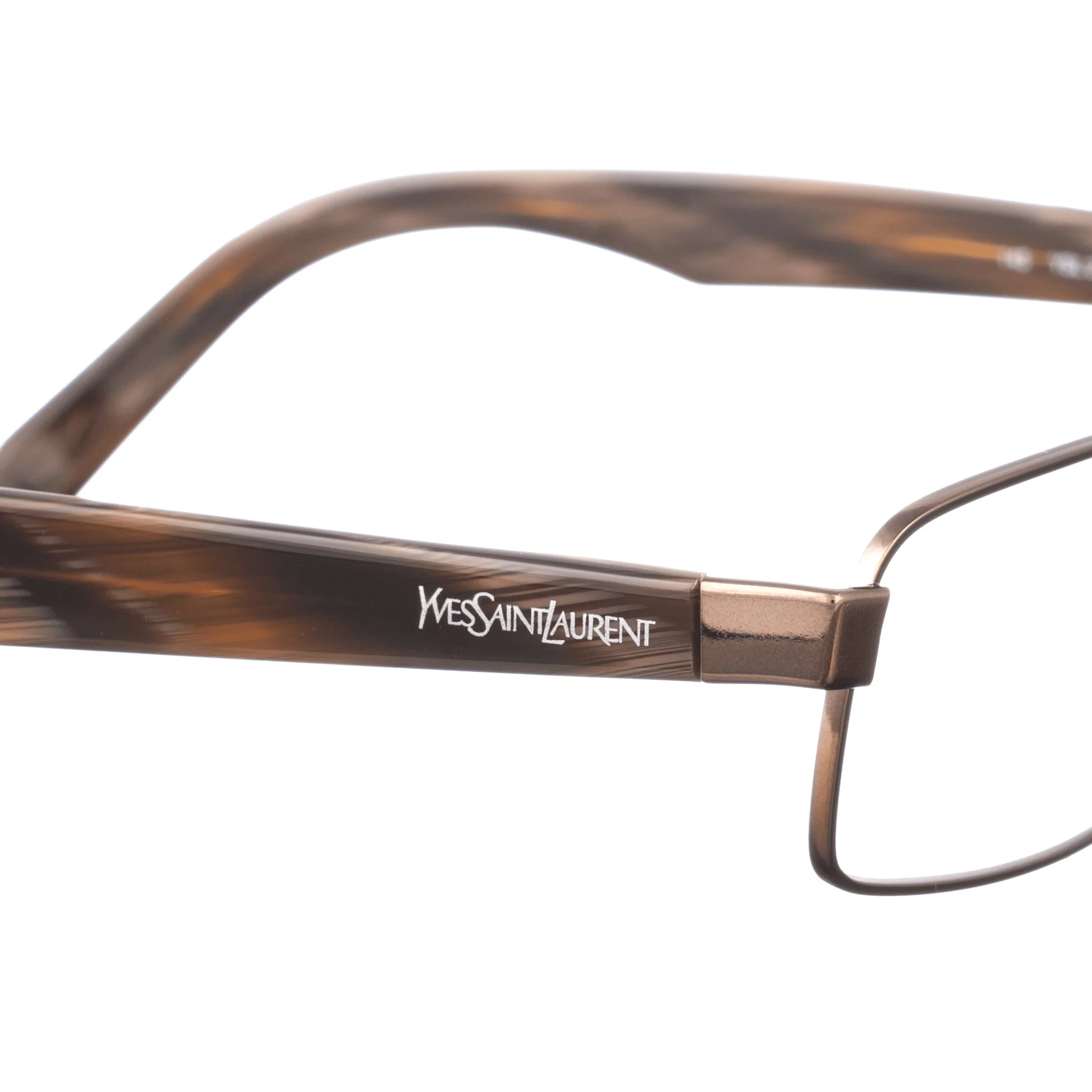 Yves Saint Laurent 90s Dark Brown Metallic Glasses - Image 3